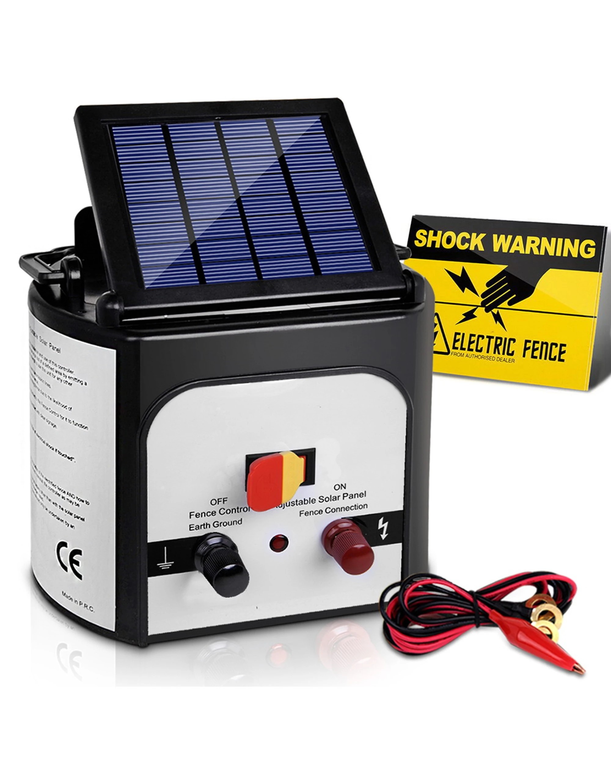 1 Giantz Fence Energiser 8KM Solar Powered 0.3J Electric Fencing Charger - Black, 1 of 4