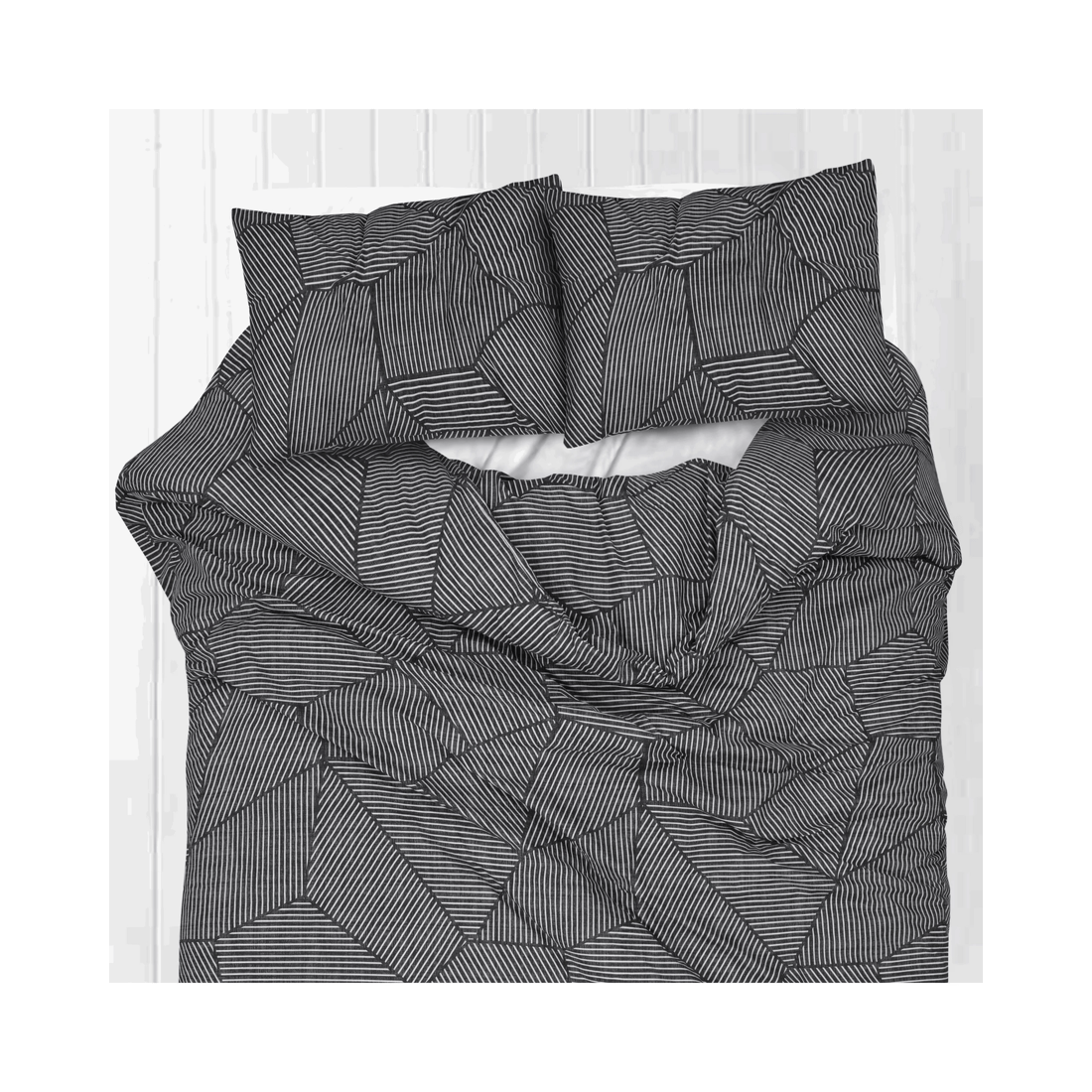 3 Amsons Ariana Carbon Pure Cotton Quilt Cover Set - Charcoal Stripe with Extra Standard Pillowcases - Charcoal, 3 of 3