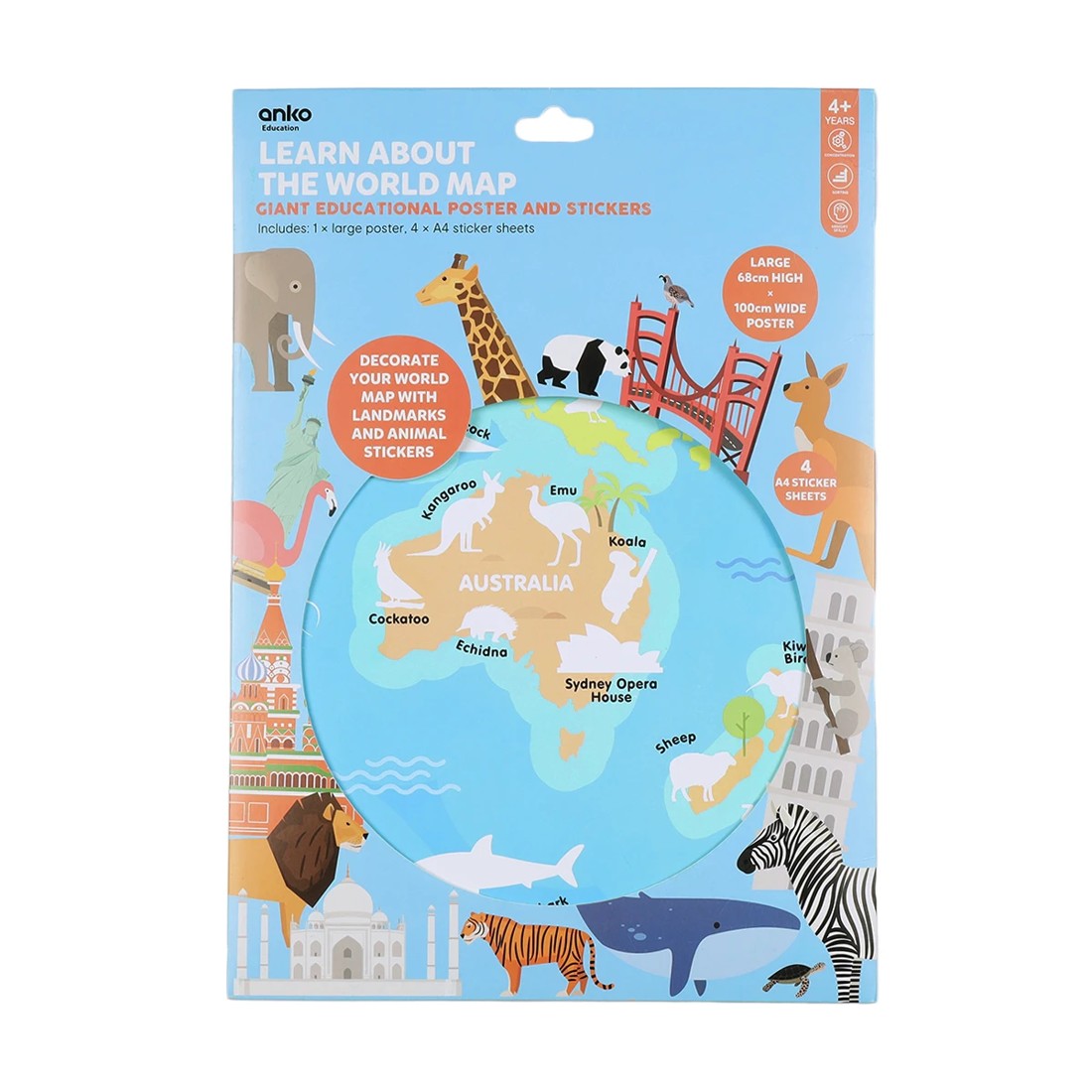 1 Learn About The World Map Giant Educational Poster and Stickers, 1 of 5