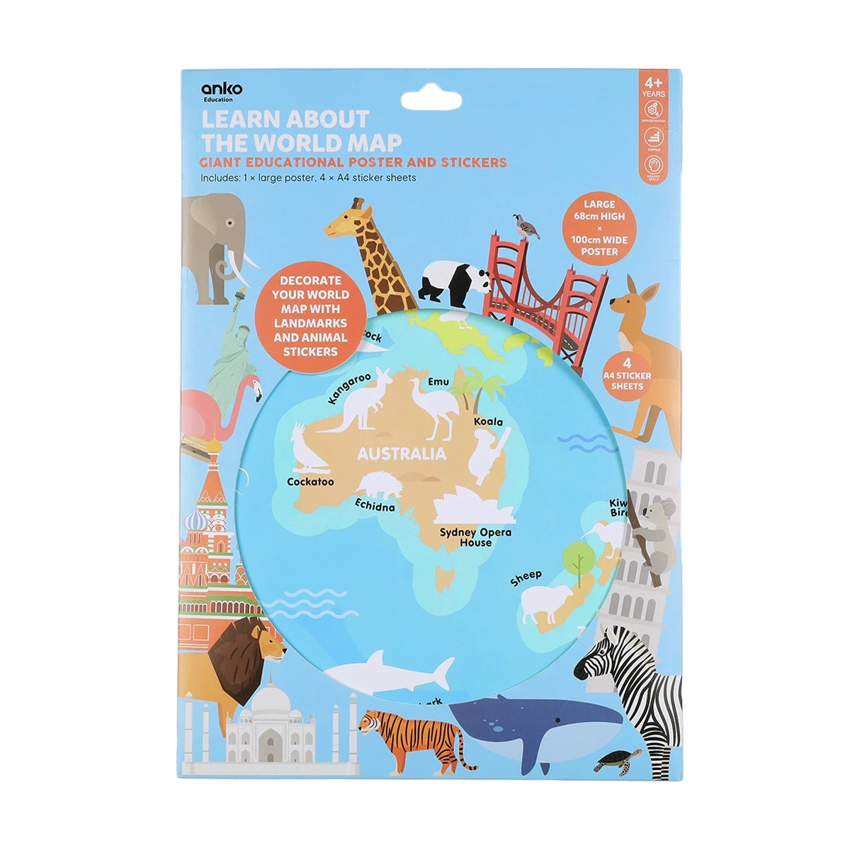 1 Learn About The World Map Giant Educational Poster and Stickers, 1 of 5