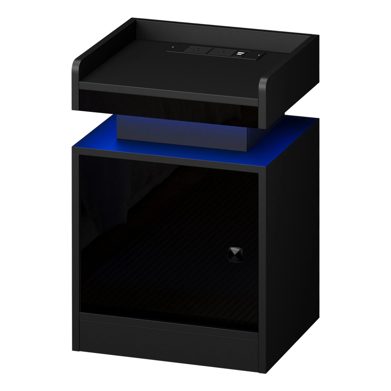 1 Oikiture Bedside Table Led Nightstand Usb Charging Station
 - Black, 1 of 5