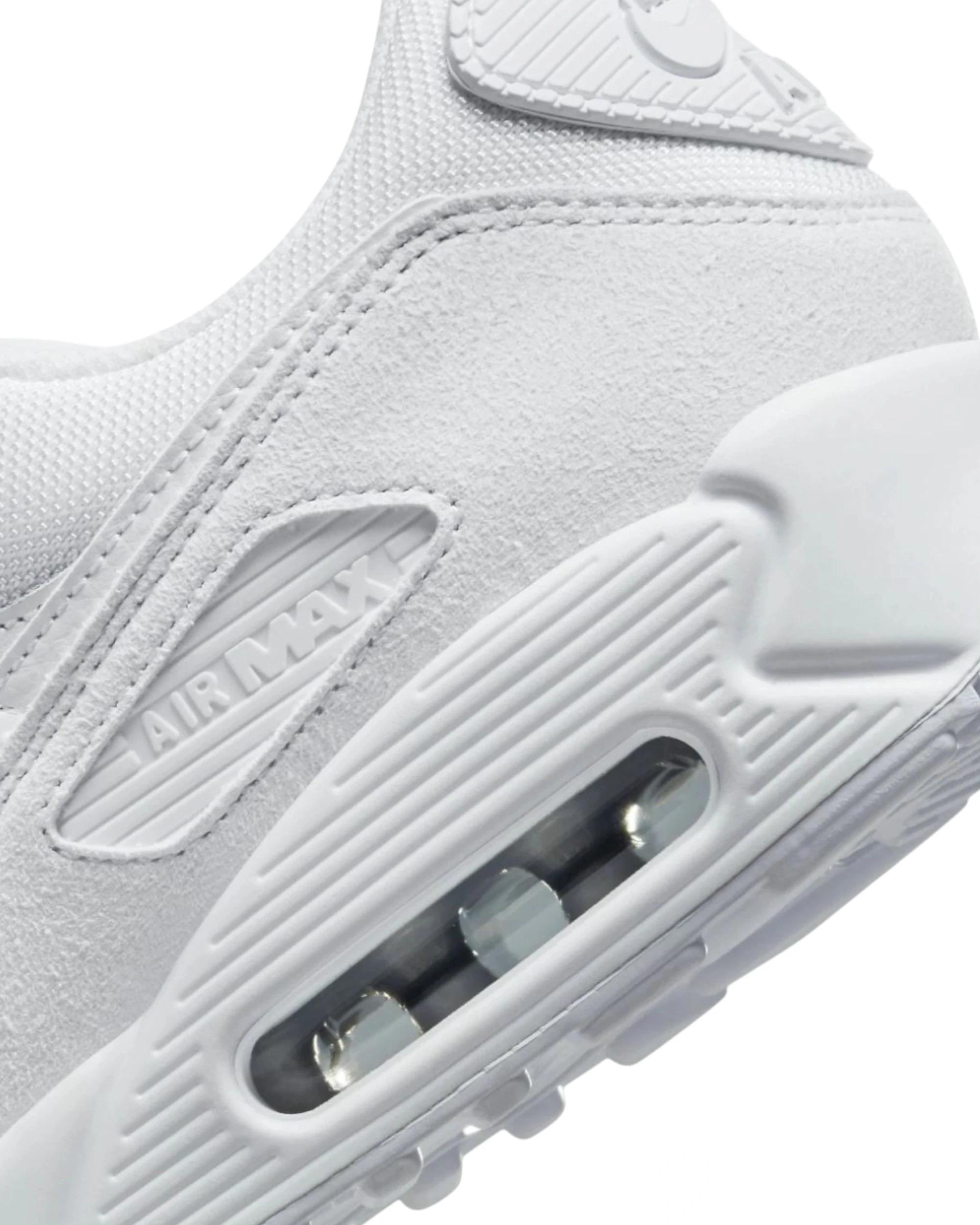 3 Nike Mens Air Max 90 Premium Triple White Athletic Shoes White, 3 of 8