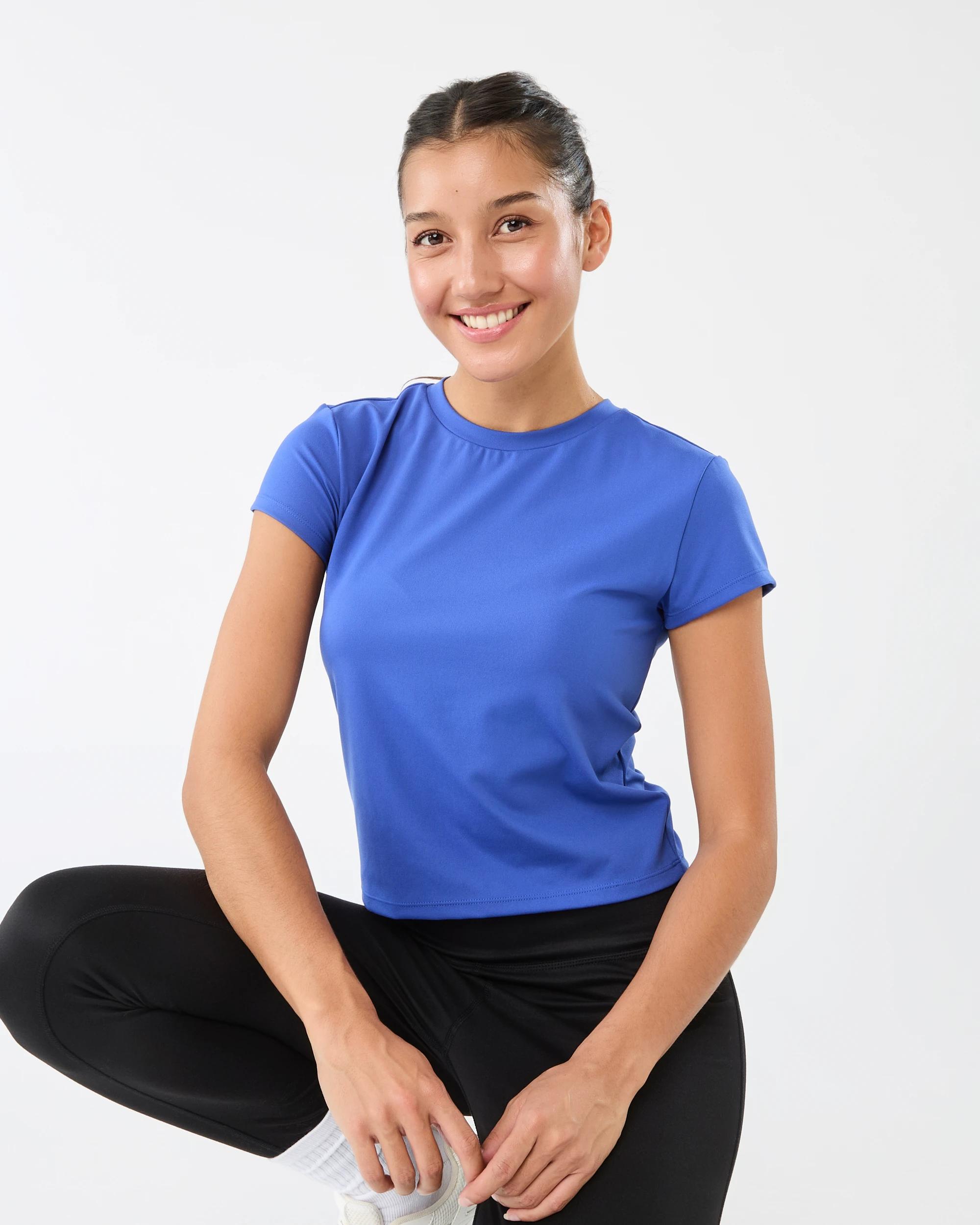 6 Active Womens Ultra Soft Crew Neck T-shirt Deepultblu, 6 of 7