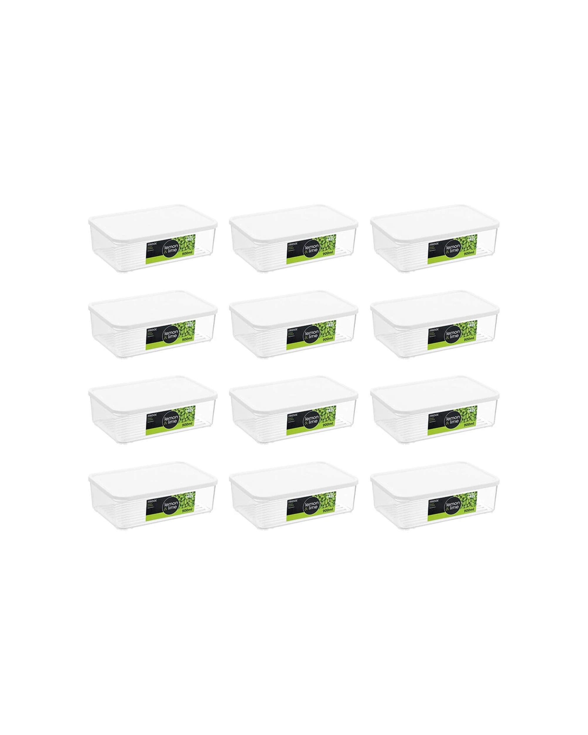 1 Lemon & Lime 12pk Fridge Food Storer Container 900ml Food Storage Set - Clear, 1 of 5