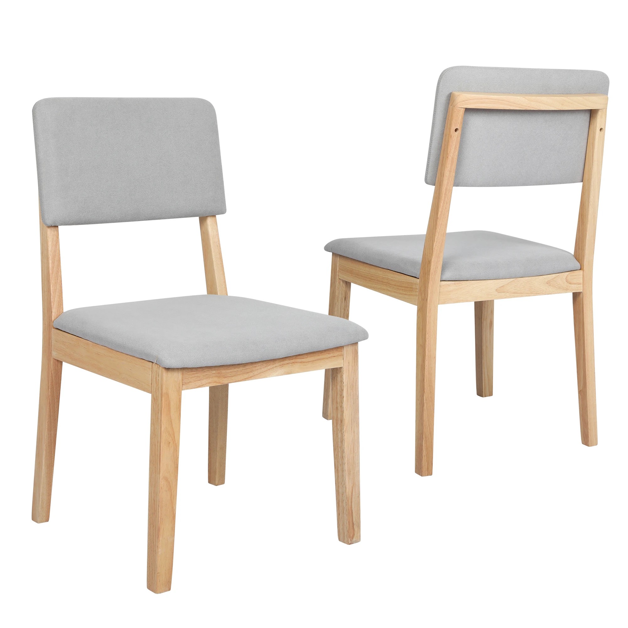 2 Levede Set Of 8 Wood Linen Padded Dining Chairs, 2 of 7