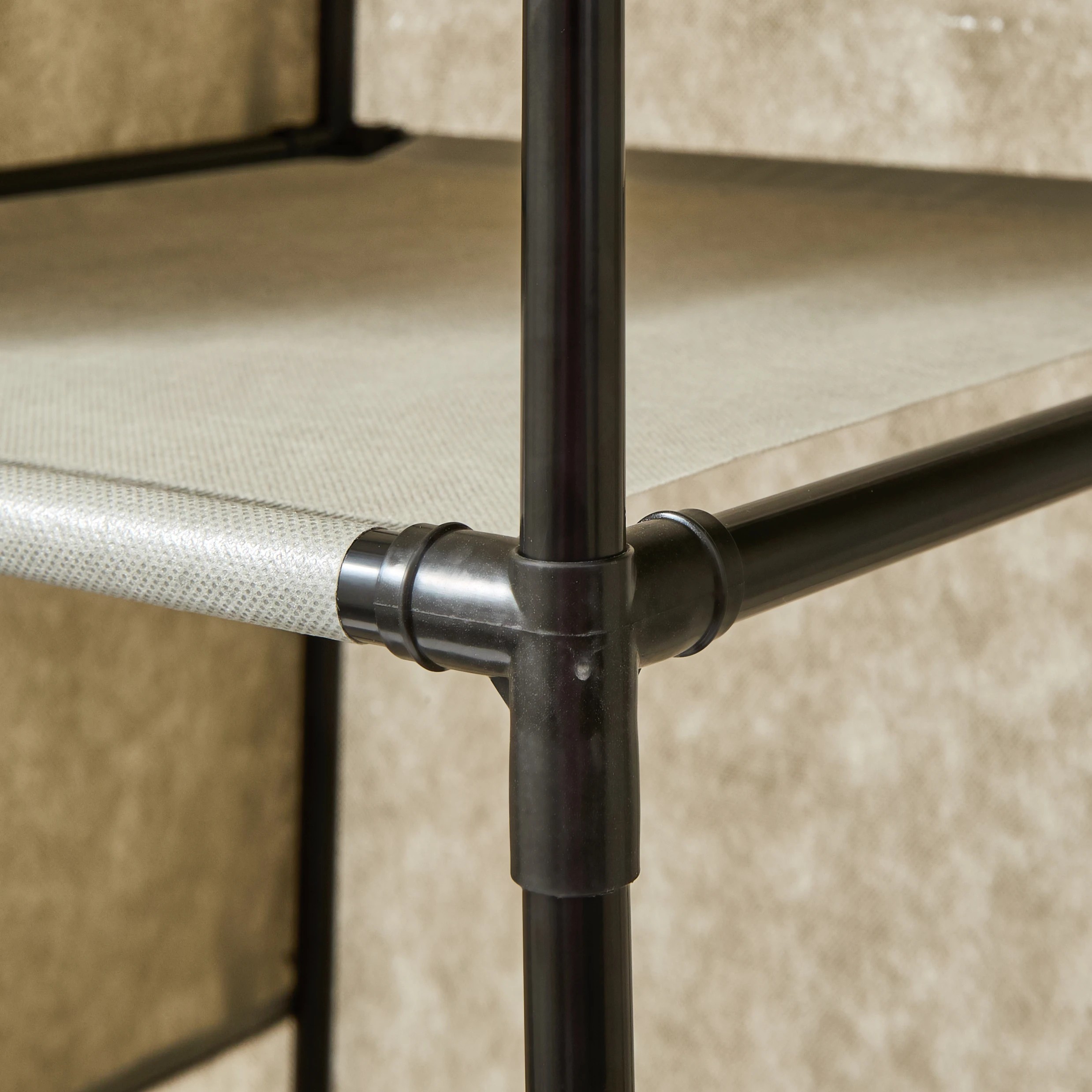 8 Linen Look Covered Wardrobe - Charcoal, 8 of 8