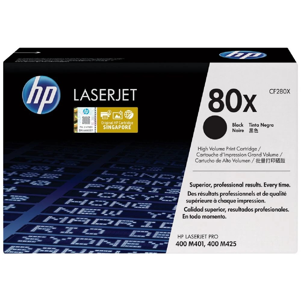 1 HP 80X High Yield LaserJet Toner Cartridge Black CF280X, 1 of 6