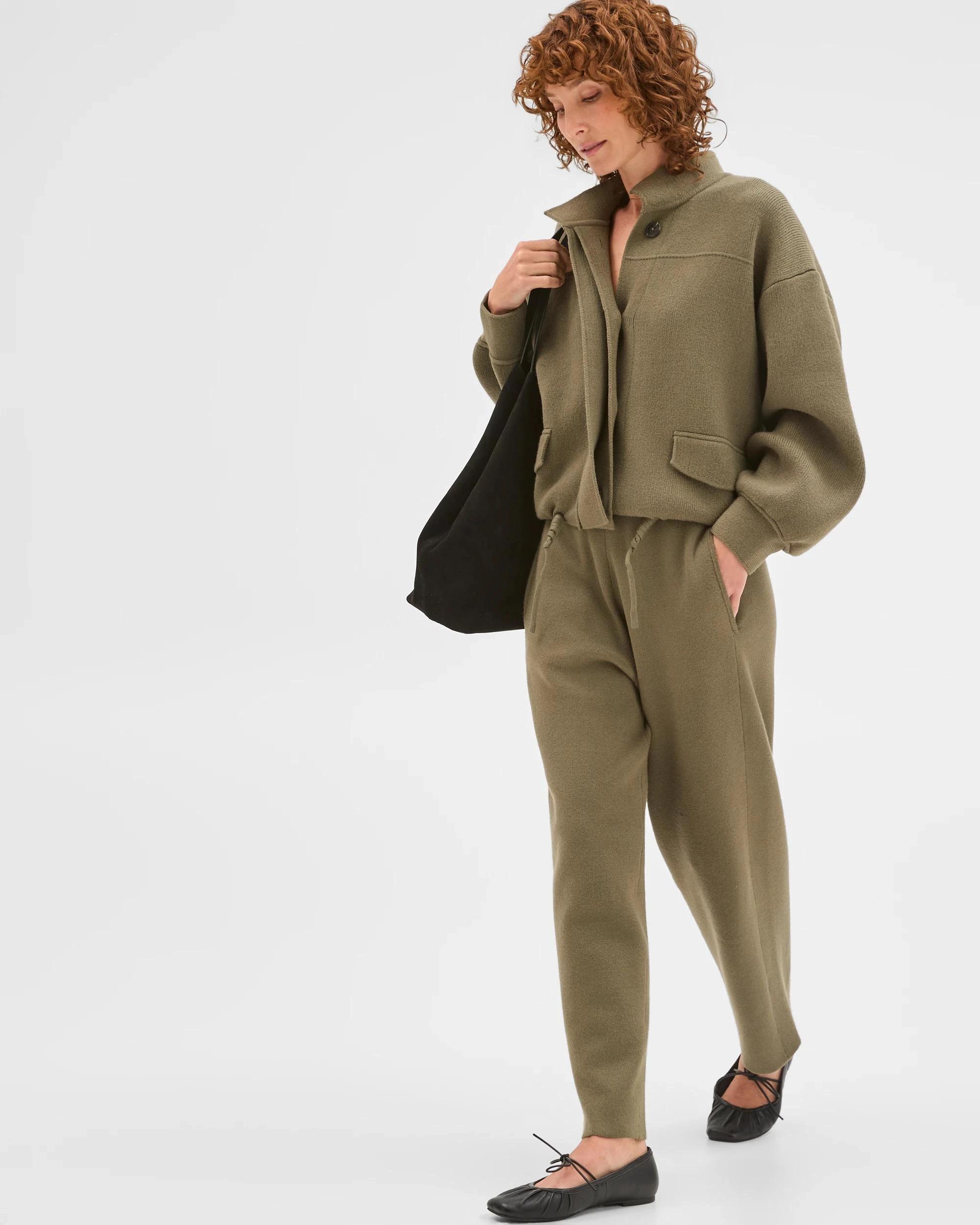 3 Target Woman Clean Knit Button Through Bomber Jacket DUSTY OLIVE, 3 of 7