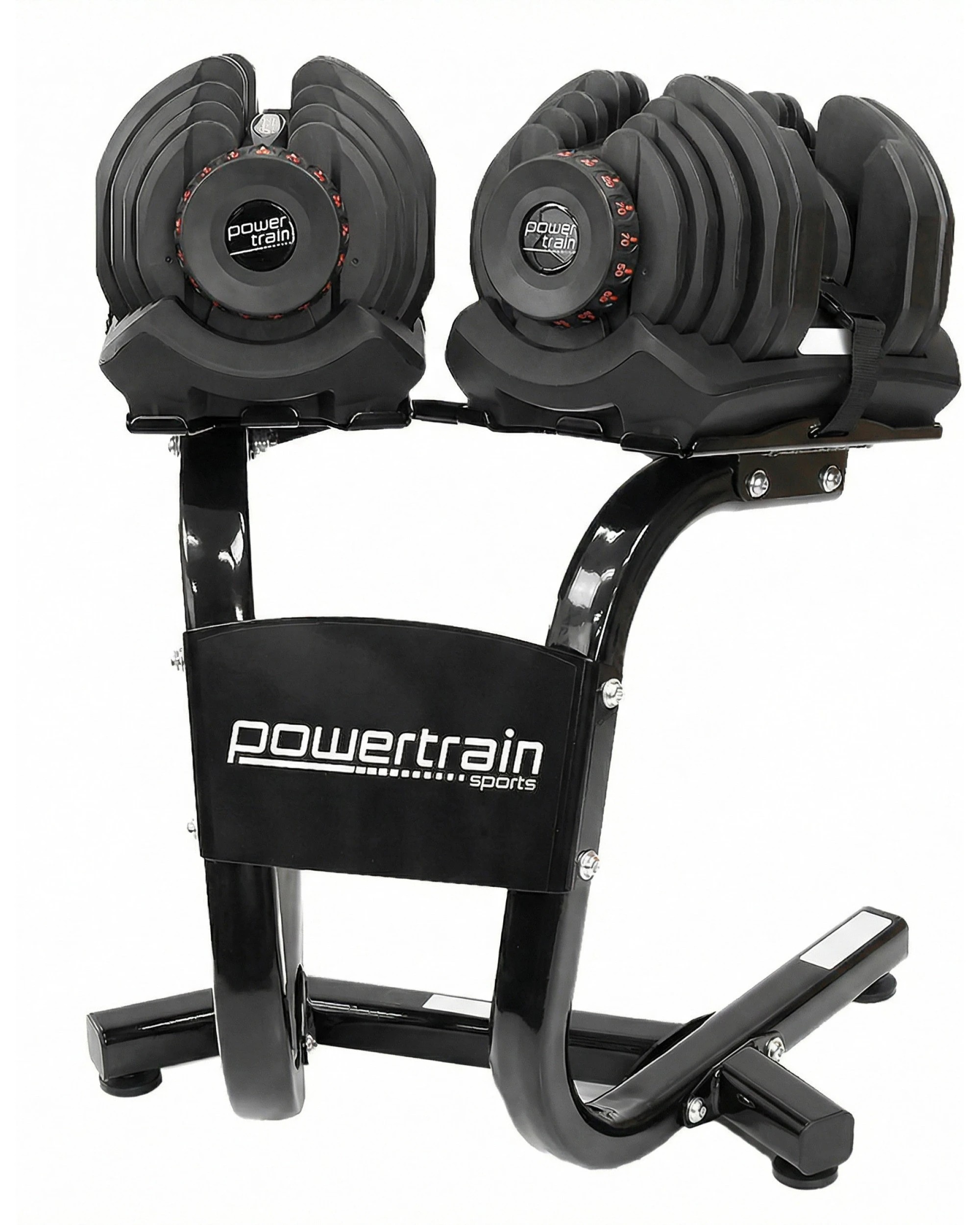 3 Powertrain 80KG Adjustable Dumbbell Set and Stand with Flat Bench - Black, 3 of 10