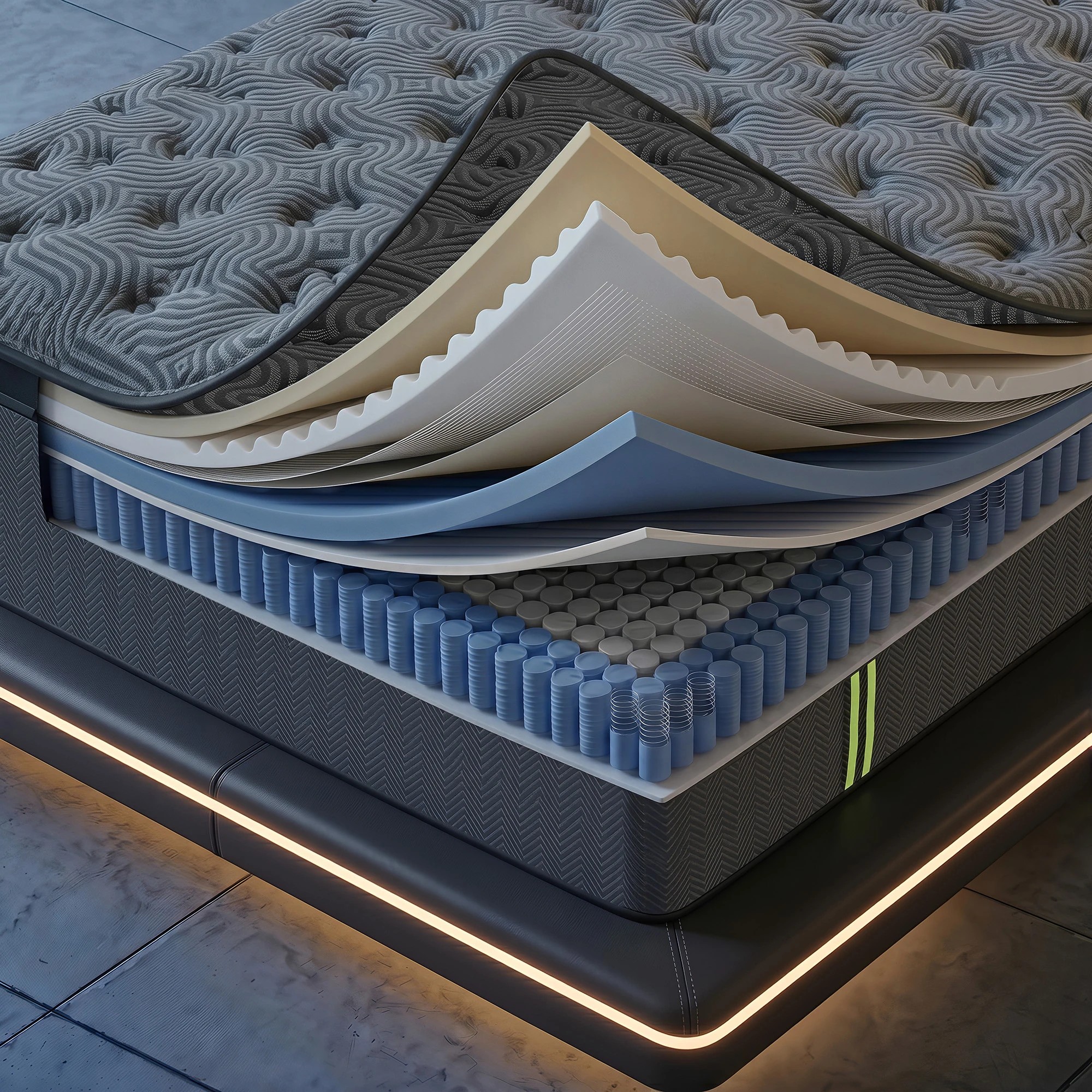 5 Levitex King Single Hybrid Mattress with 5-Zone Springs, Gel Foam, Reinforced Edge - King Single Bed - Black, 5 of 9