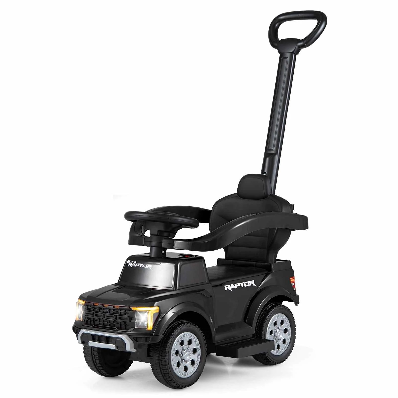 1 Costway 3-In-1 Kid Push Car Licensed Ford Stroller Sliding Walking Ride on Toy - Black, 1 of 1