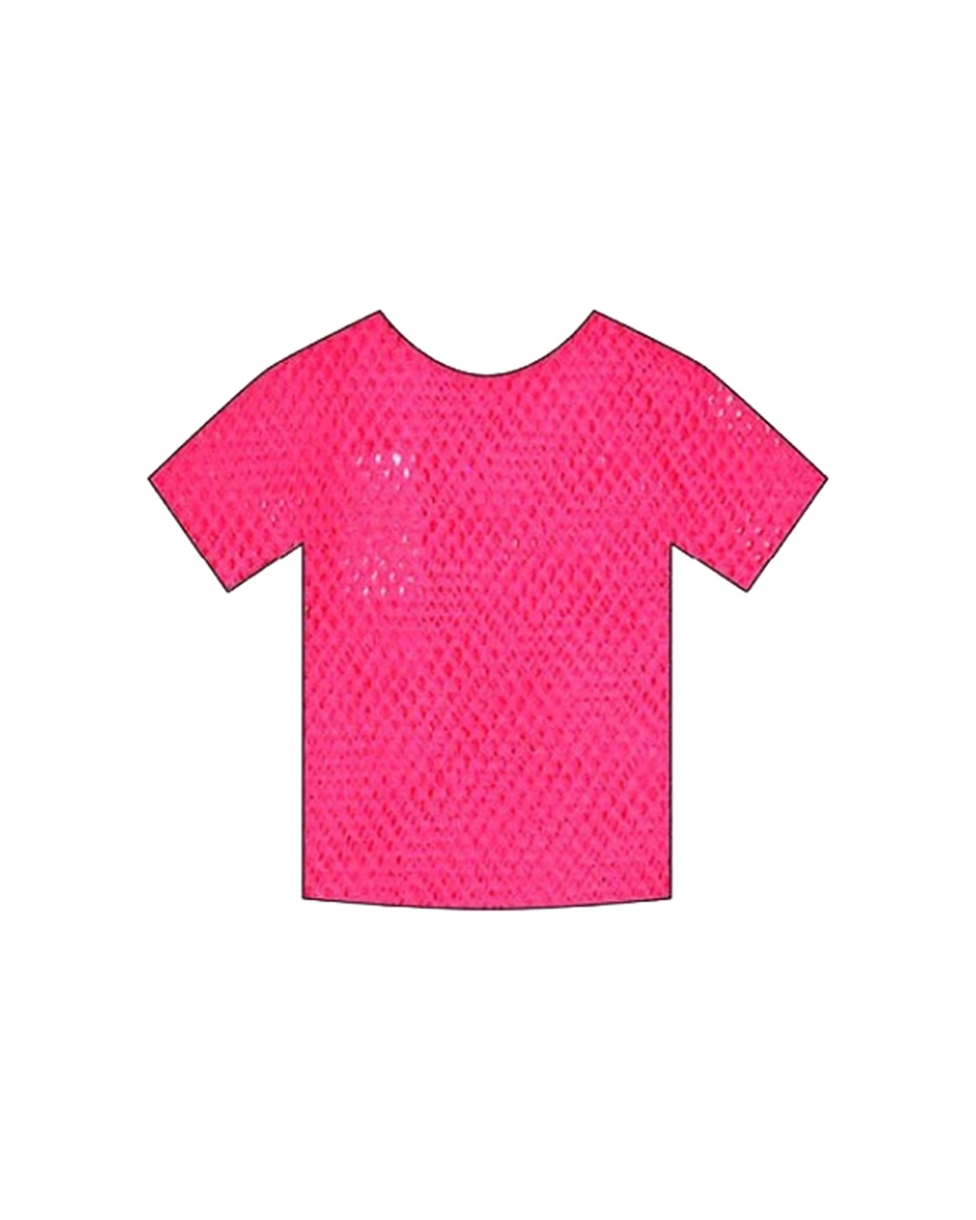 1 JD Party Fishnet Top Short Sleeve Party Wear One Size - Pink, 1 of 1