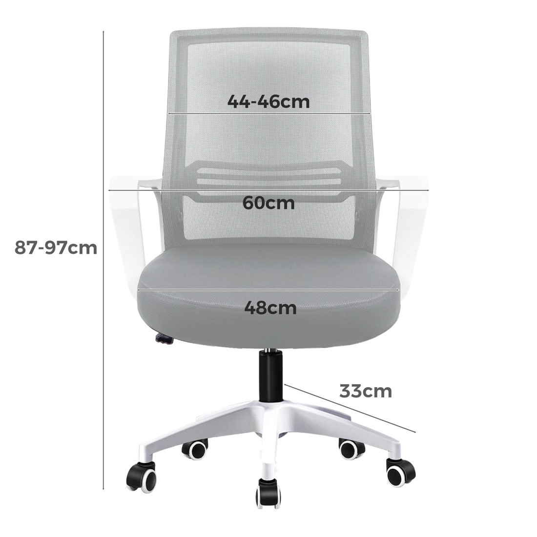 5 Alfordson Mesh Office Chair Executive Computer Gaming Racing Study Work Seat - White Grey, 5 of 9