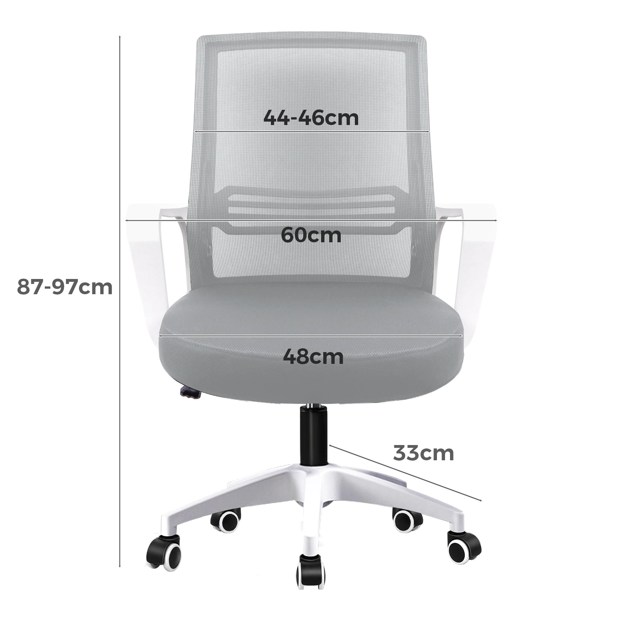 5 Alfordson Mesh Office Chair Executive Computer Gaming Racing Study Work Seat - White Grey, 5 of 9