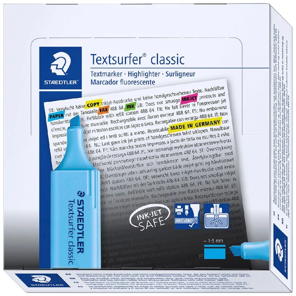 1 Staedtler Textsurfer Classic Highlighters Blue Box 10, 1 of 4