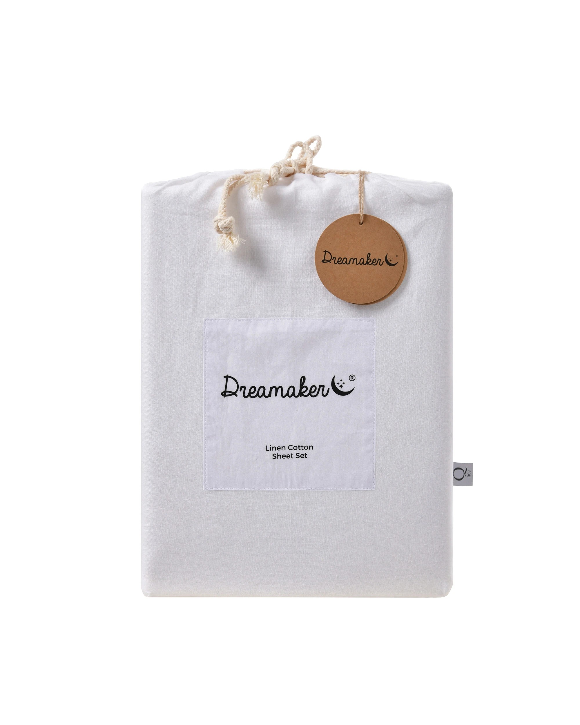 8 Dreamaker Linen Cotton Sheet Set - Single Bed - White, 8 of 9