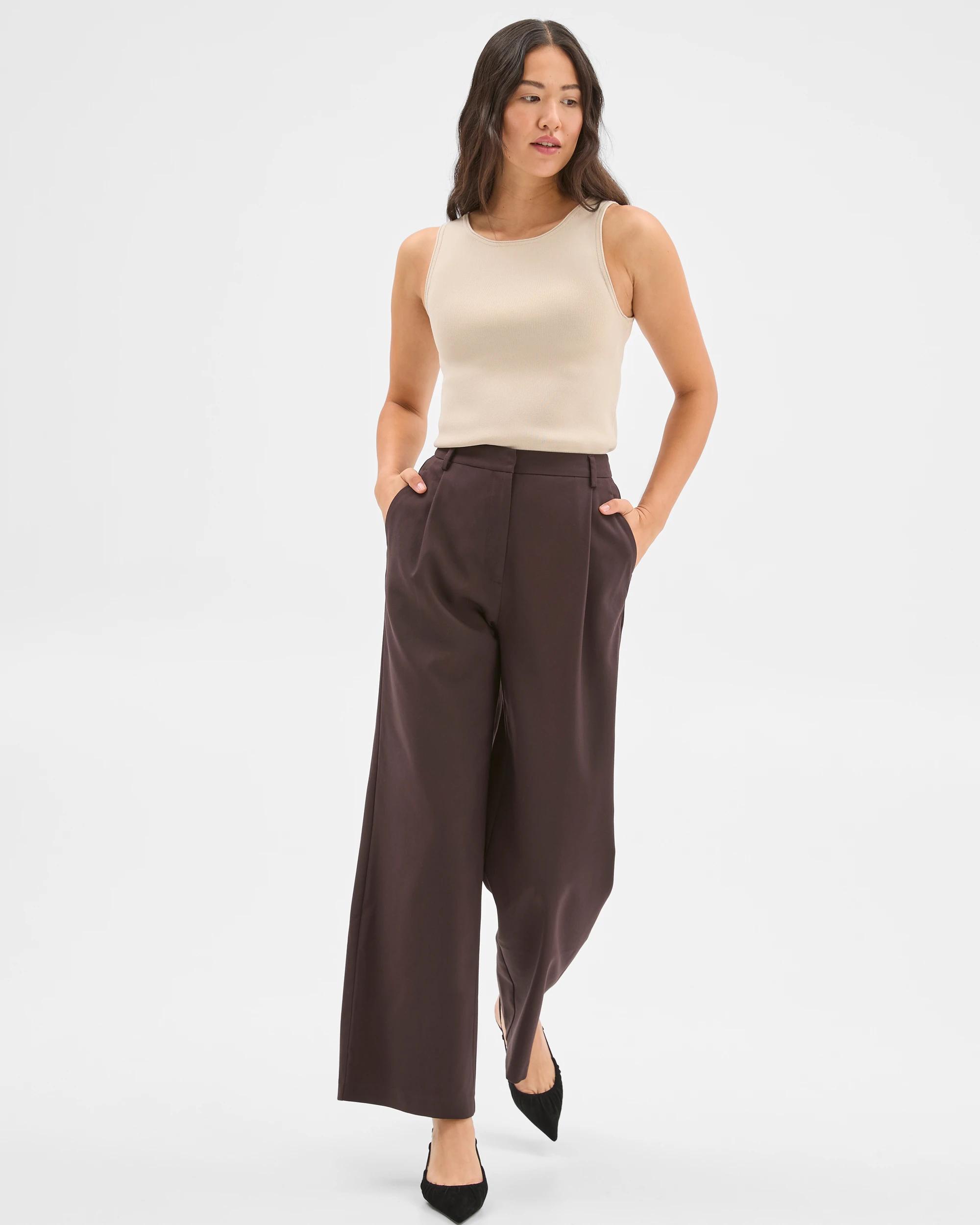 3 Preview Classic Pleat Front Wide Leg Pants COFFEE BEAN, 3 of 7
