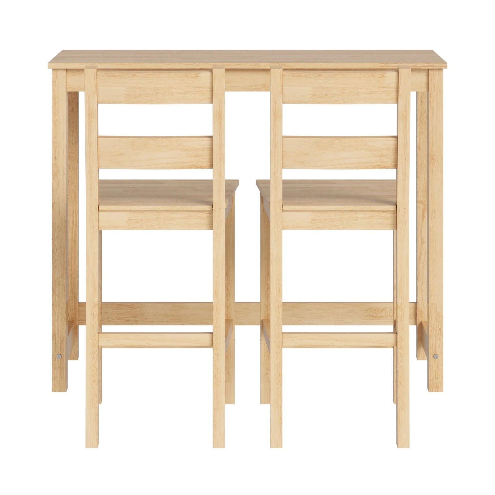 9 Oikiture 3pcs Bar Table Set 2 Stools Chairs Kitchen Dining Cafe Tables
 - Natural, 9 of 10