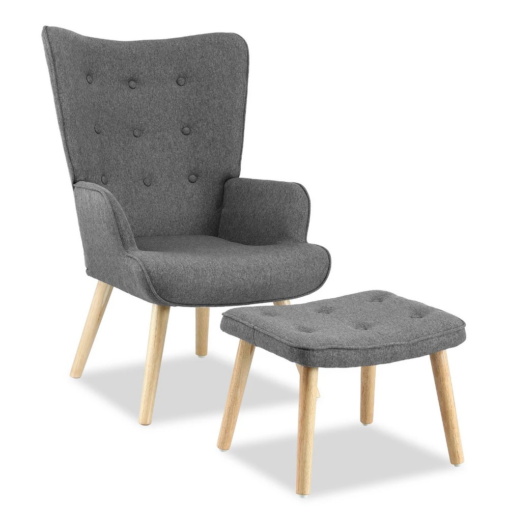 1 Artiss Armchair Set with Ottoman  Lansar - Grey, 1 of 7