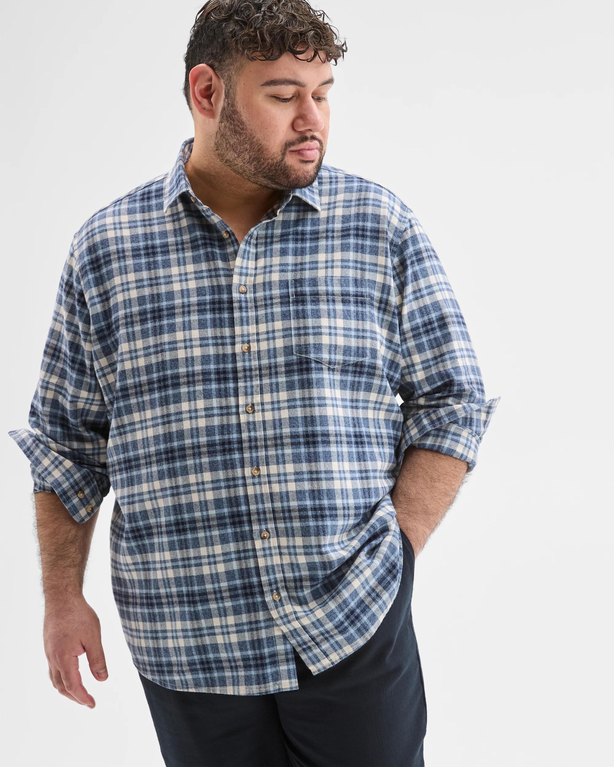 3 Target Man Plus Plus Size Australian Cotton Long Sleeve Flannelette Shirt BLUE, 3 of 6