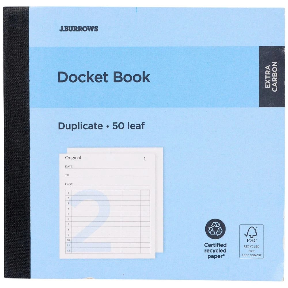 1 J.Burrows Carbon Duplicate Small Docket Book 50 Leaf, 1 of 1