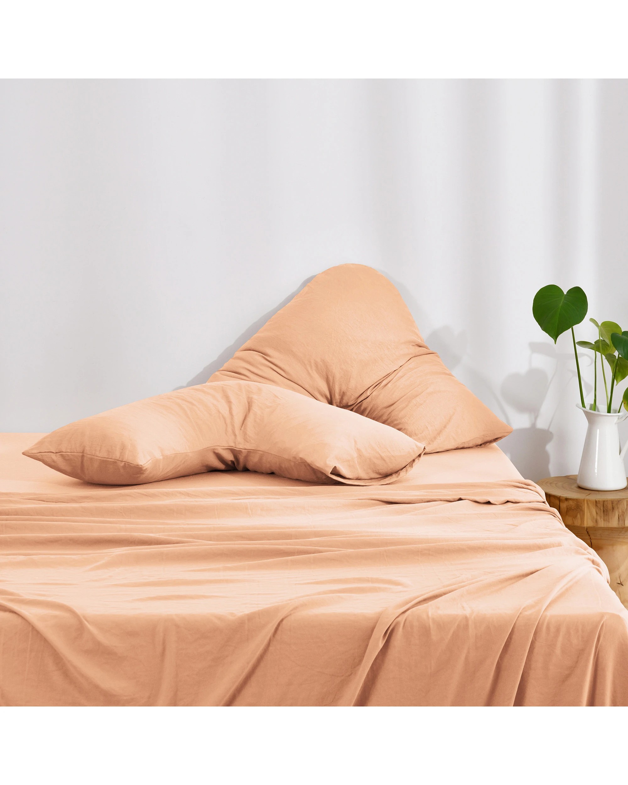 5 Dreamaker Superfine Washed Microfibre V-Shape Pillowcase Twin Pack - Peach, 5 of 5