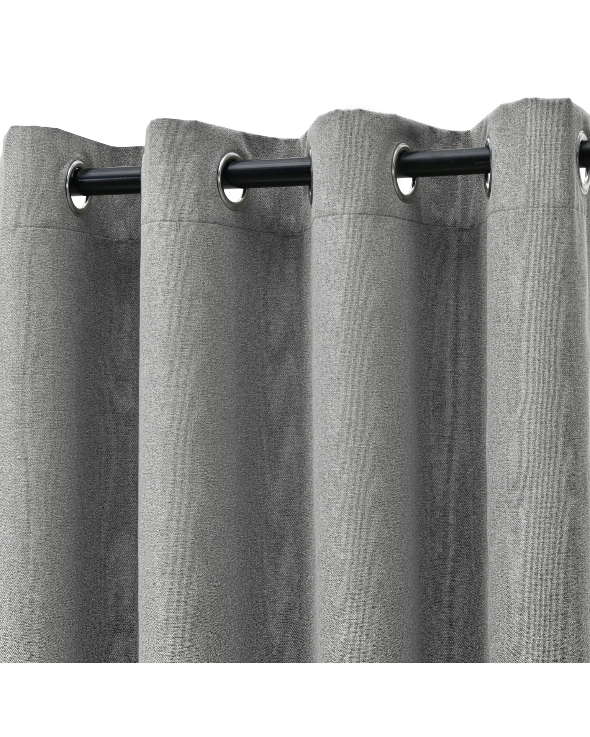 2 Cadence & Co. Bennett Faux Linen Blockout Eyelet Curtain Twin Pack 90x223cm - Steel, 2 of 4
