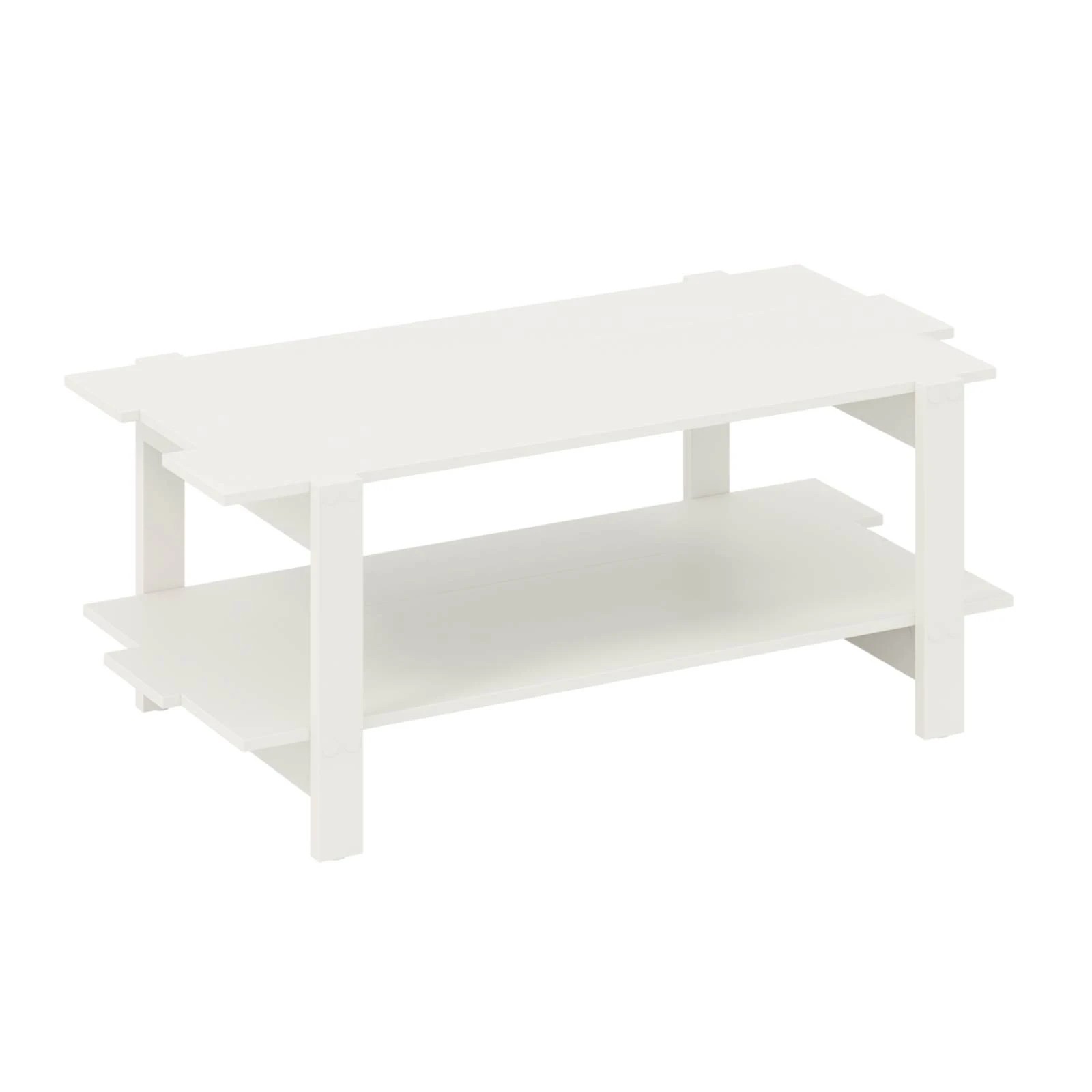 1 Costway 2-Tier Coffee Table Slatted Wood Center Table Rectangular Cocktail Table, 1 of 3