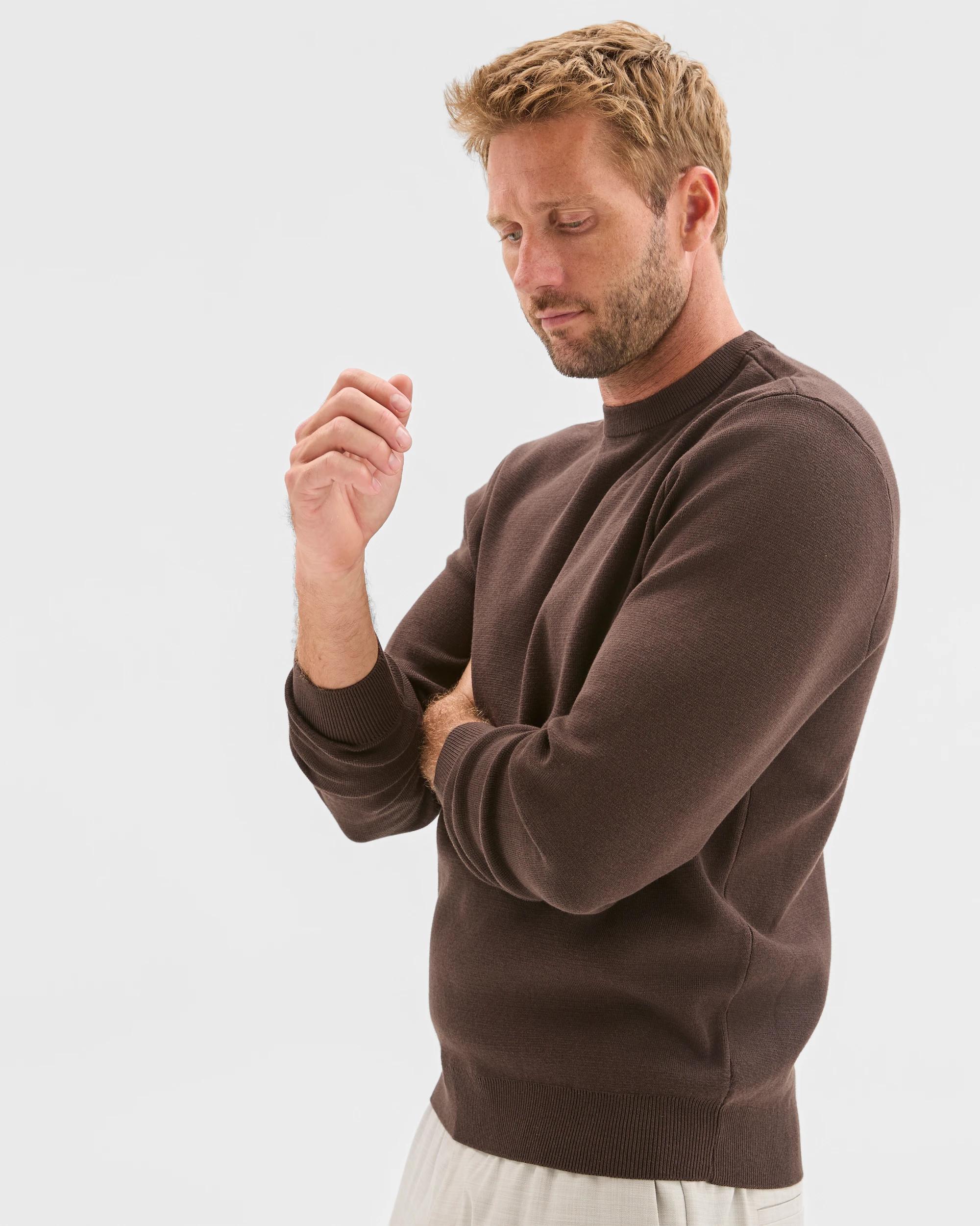 3 Preview Milano Knit Crew Neck Jumper CHOC, 3 of 5