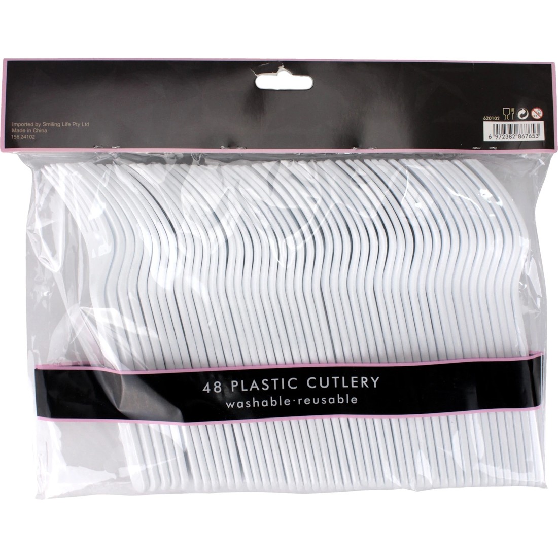 3 Party Maker White Reusable Premium Plastic Forks (Pack of 48), 3 of 3