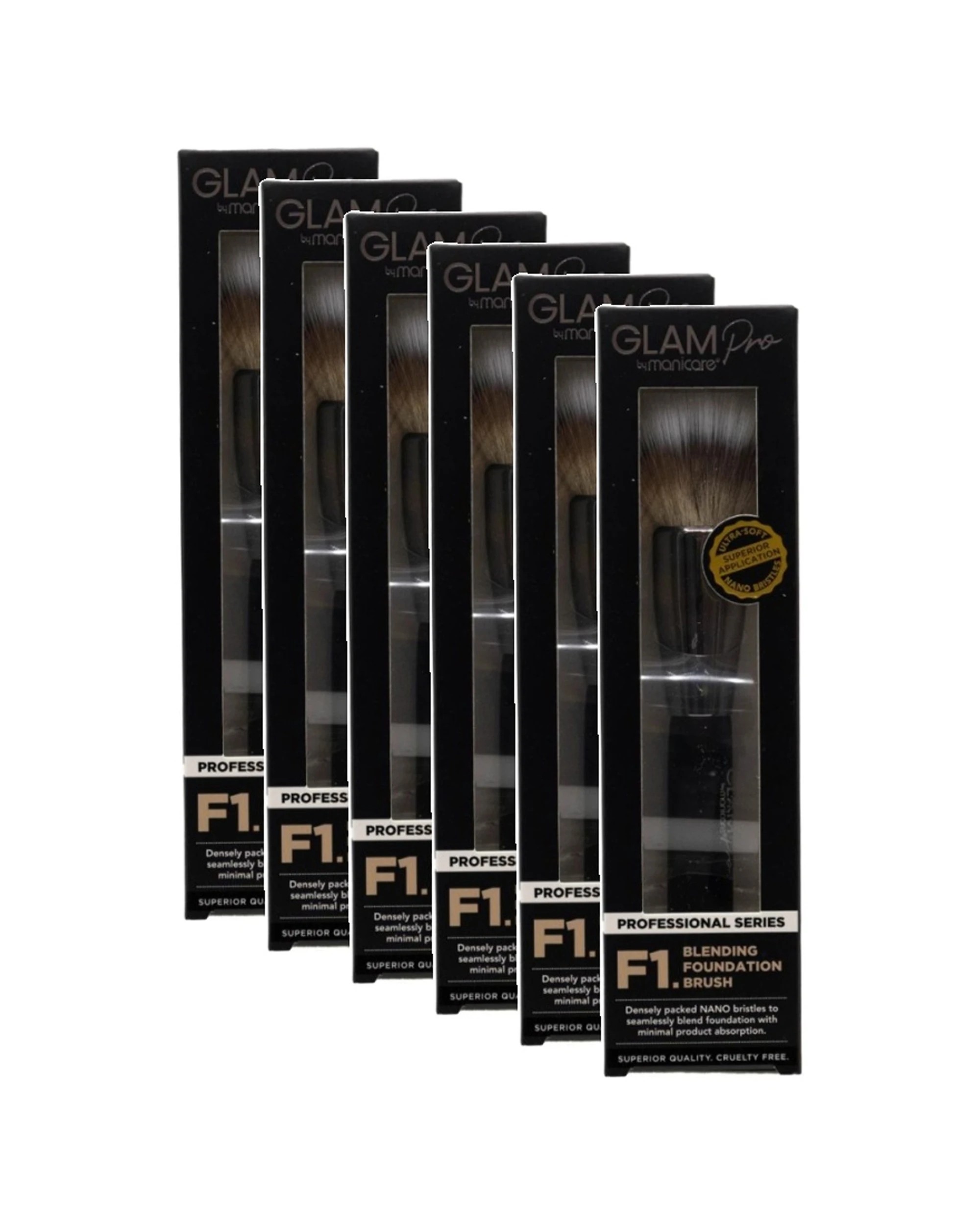 1 Manicare Glam Pro Foundation Blending Brush 6PK Professional Series - Black, 1 of 3