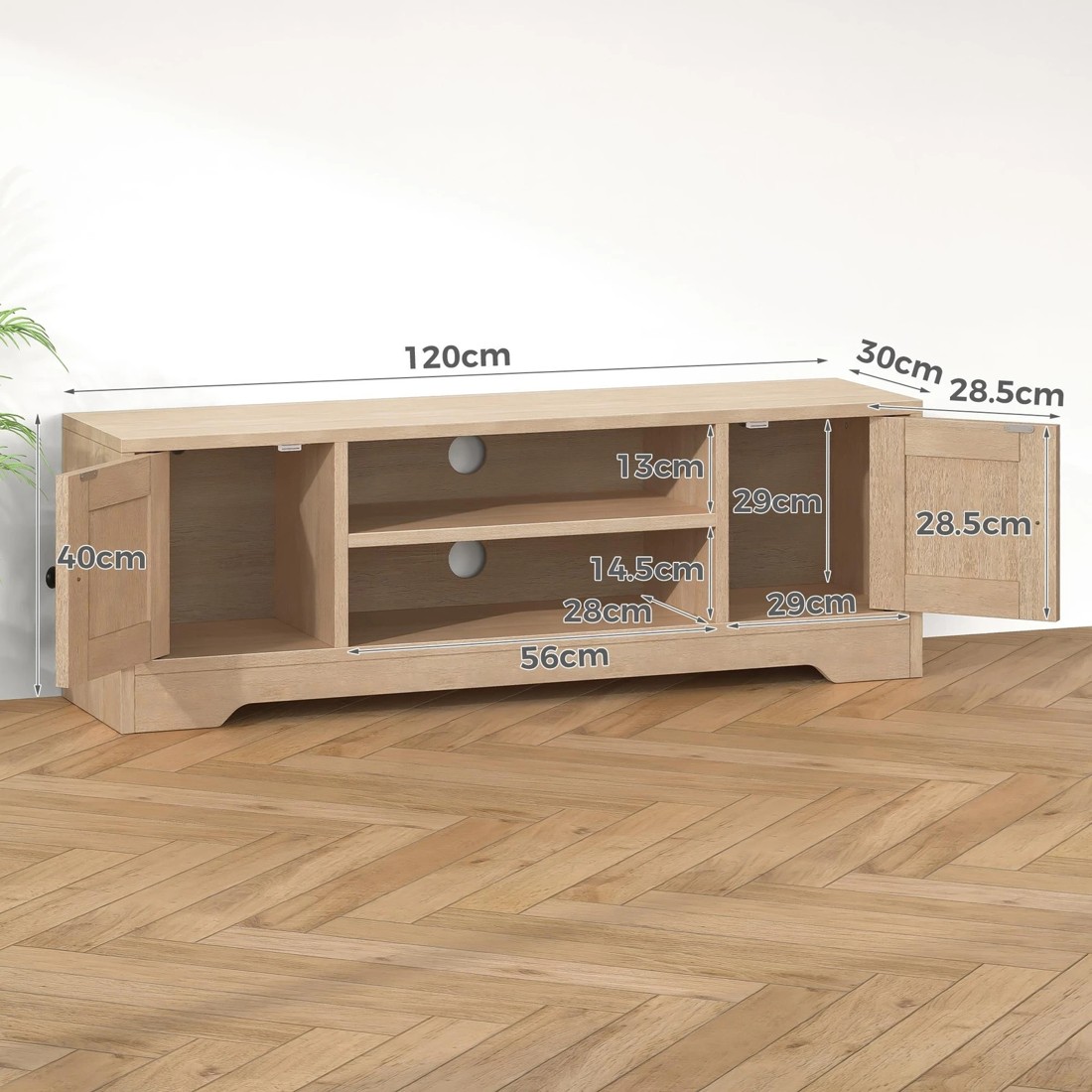 5 Alfordson TV Cabinet Entertainment Unit Stand 120cm Hamptons Storage - Wood, 5 of 10