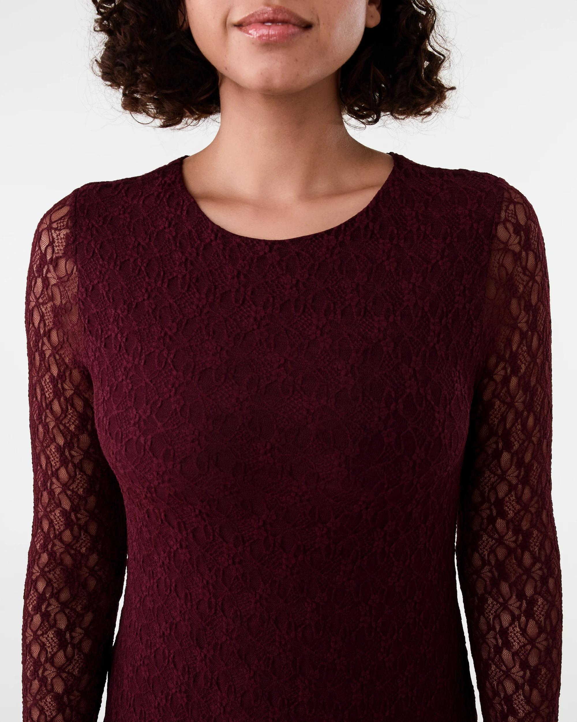 5 Long Sleeve Lace Midi Dress Red Royale, 5 of 7