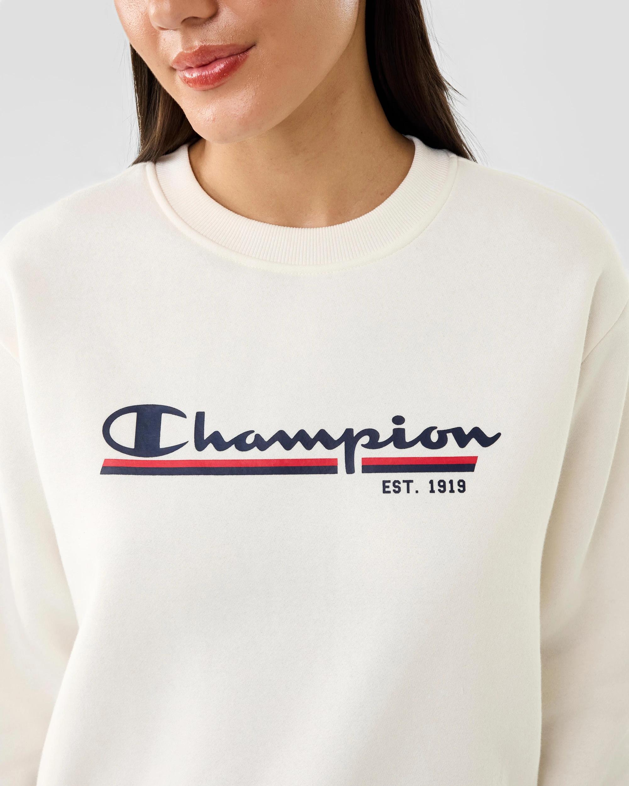 6 Champion Script Womens Crew Neck Sweatshirt Whis White, 6 of 7