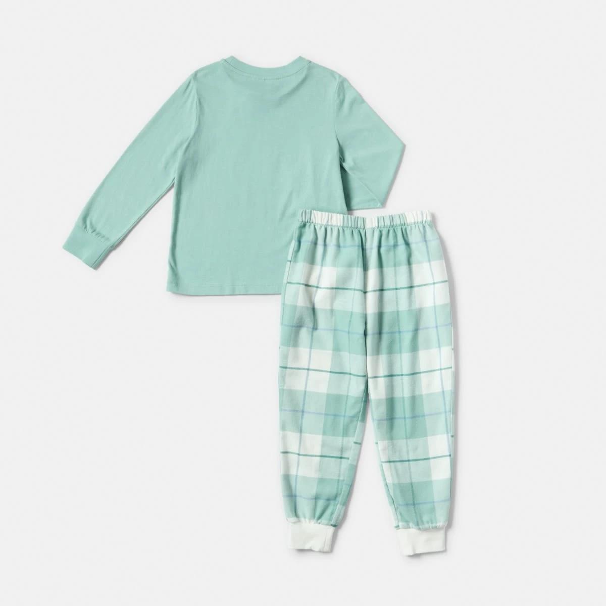 7 Knit Flannel Pyjama Set Grn Dino, 7 of 9