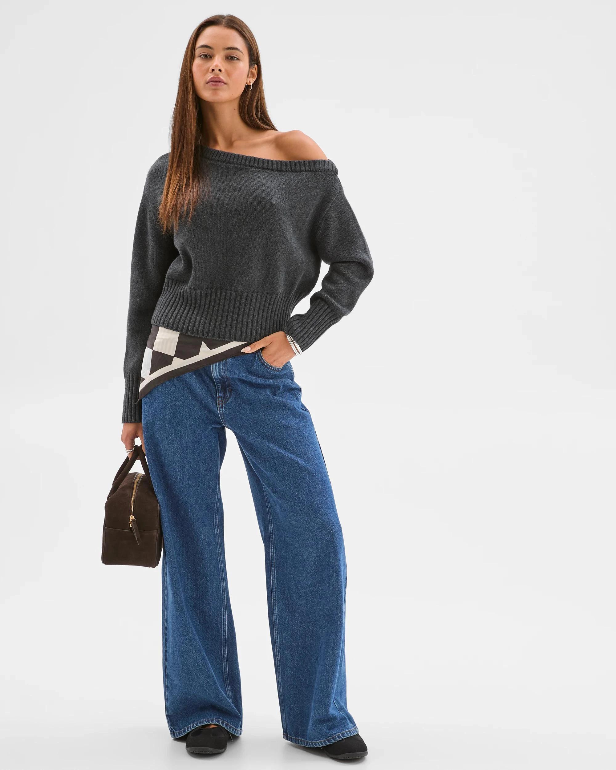 1 Lily Loves Off Shoulder Jumper ONYX MARLE, 1 of 7