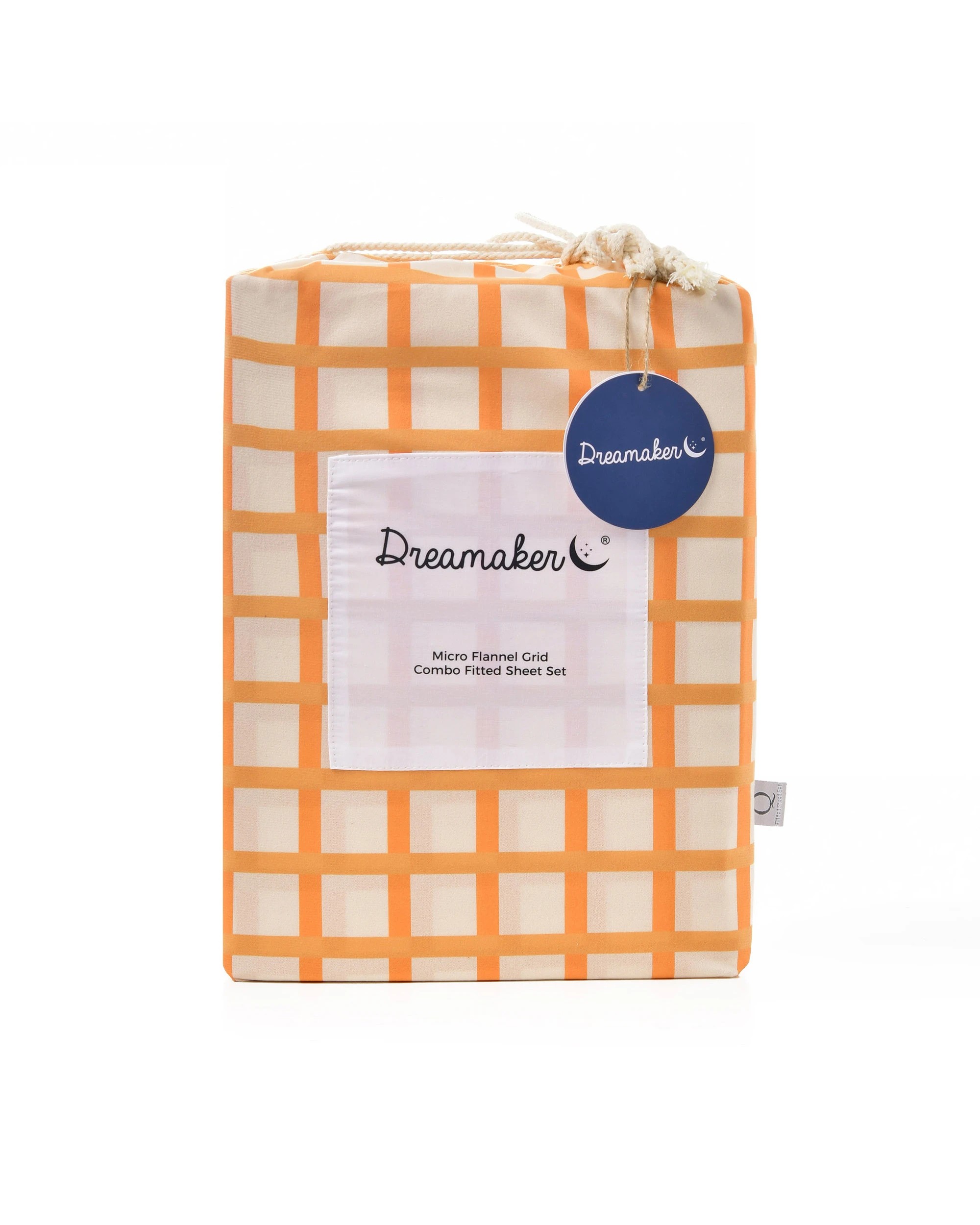 7 Dreamaker Micro Flannel Grid Combo Fitted Sheet Set - King Bed - Chai, 7 of 7