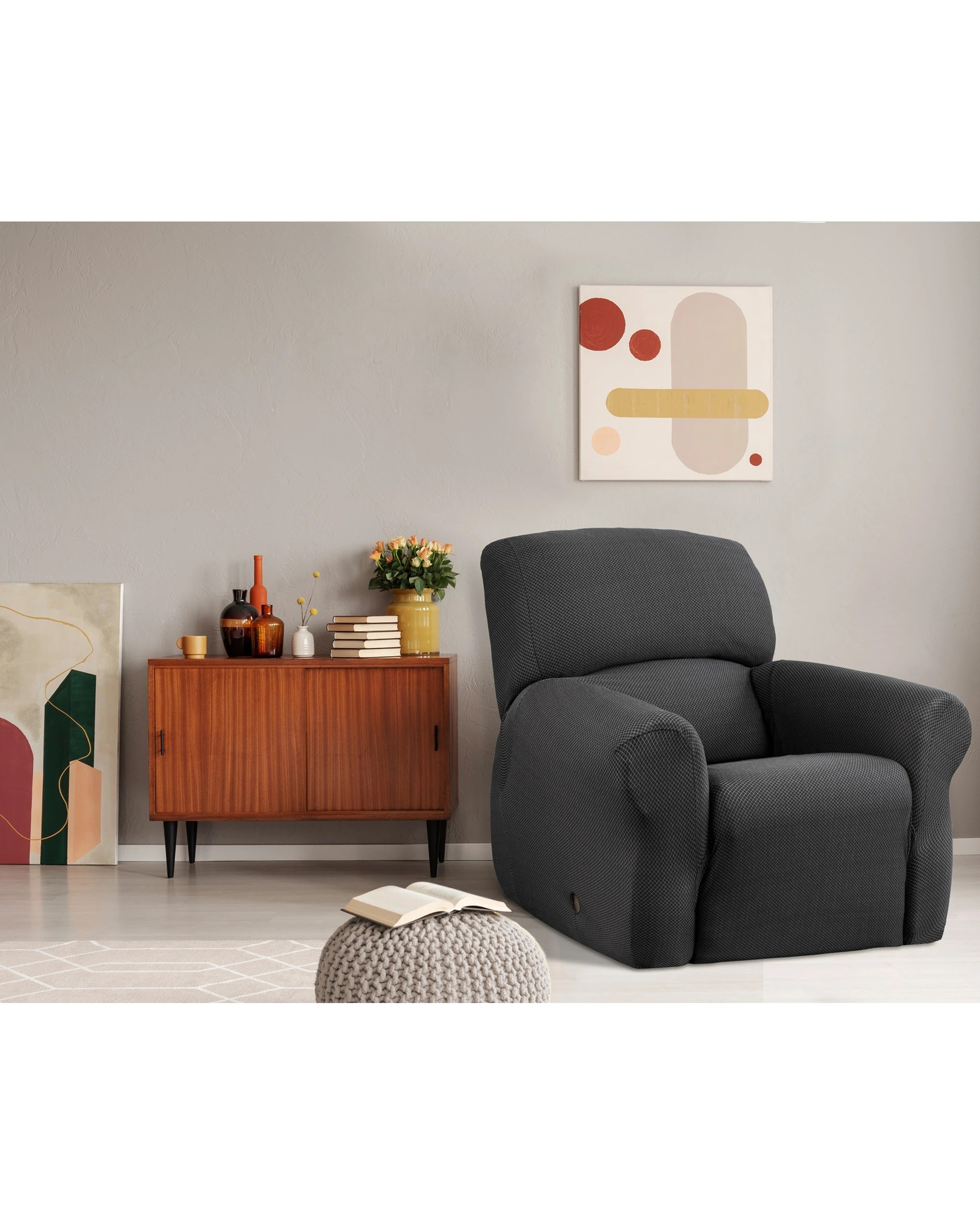 2 Elan Cambridge Recliner Sofa Cover 244cm Seat Protector - Steel - Grey, 2 of 2