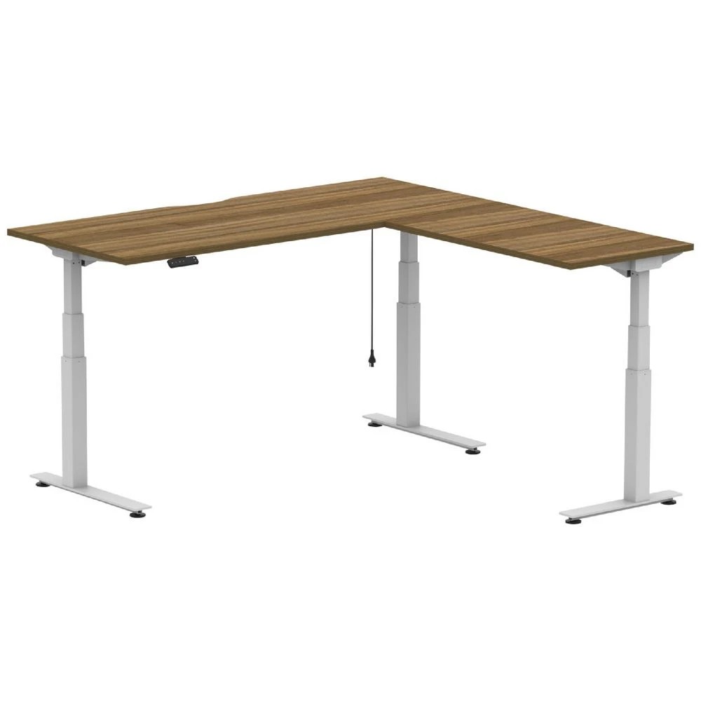1 Stilford S2 Electric 1800mm Corner Workstation White/ Walnut Desks, Tables and Workstations, 1 of 6