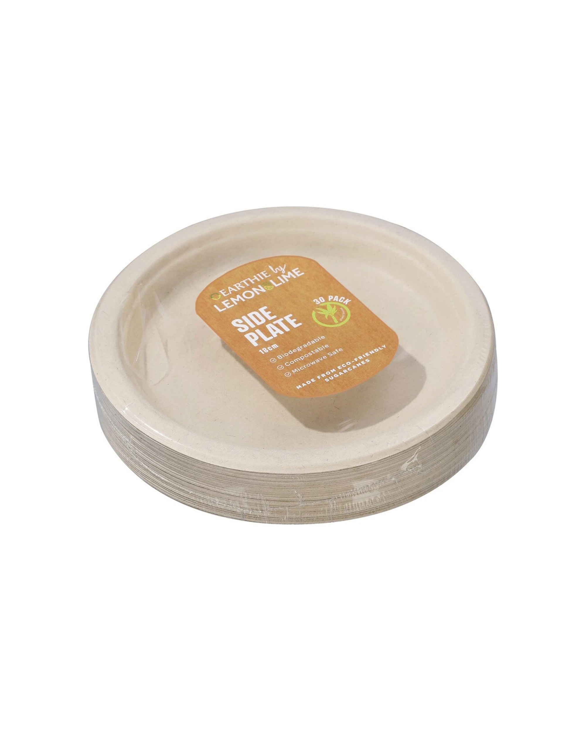2 30pc Lemon & Lime Eco-friendly/biodegradable Disposable 18cm Side Plate Natural
 - Natural, 2 of 3