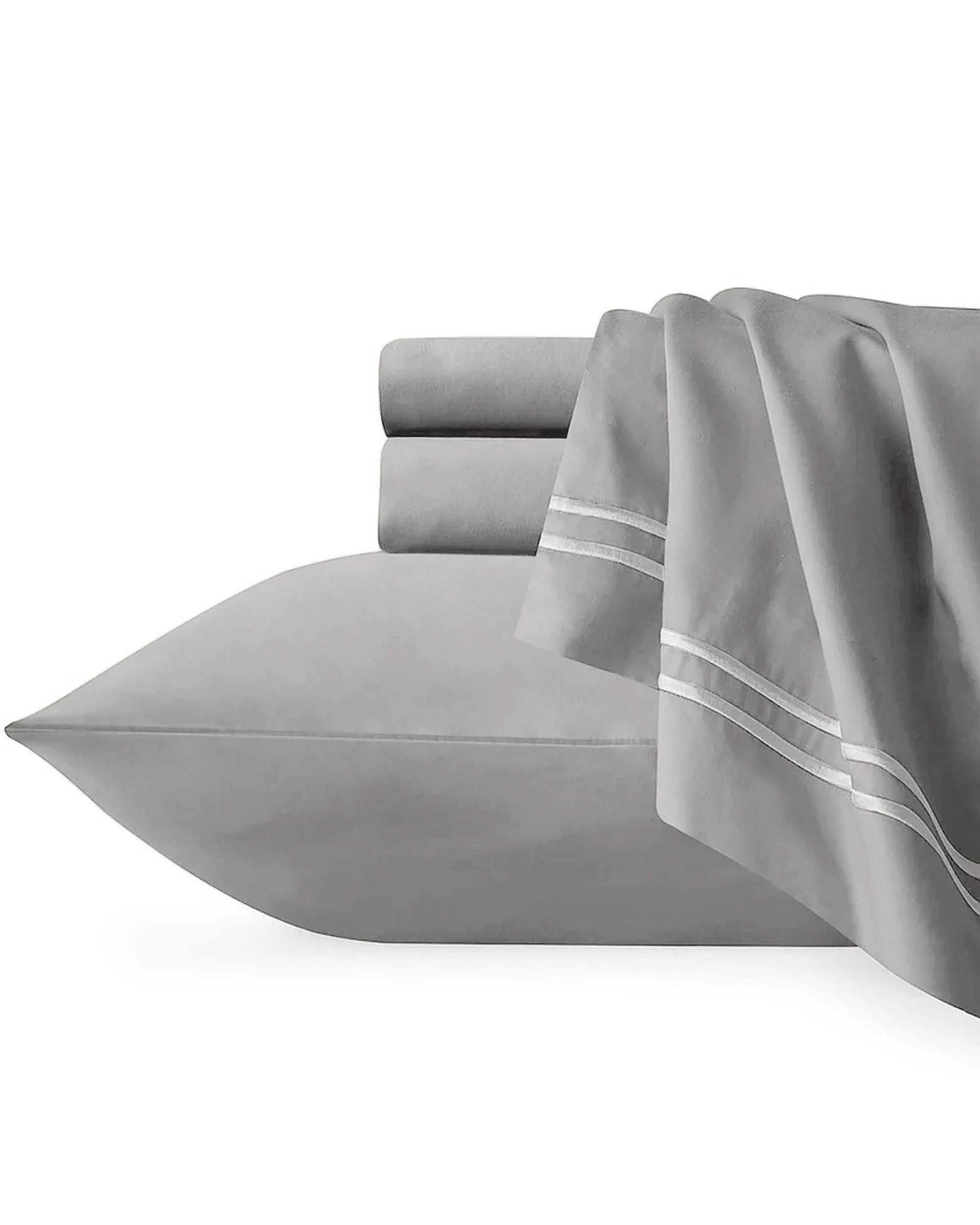 1 Renee Taylor Strada Embroidered 1000 TC Egyptian Cotton Sheet Set - King, Silver White
 - King Bed
 - silver, 1 of 1