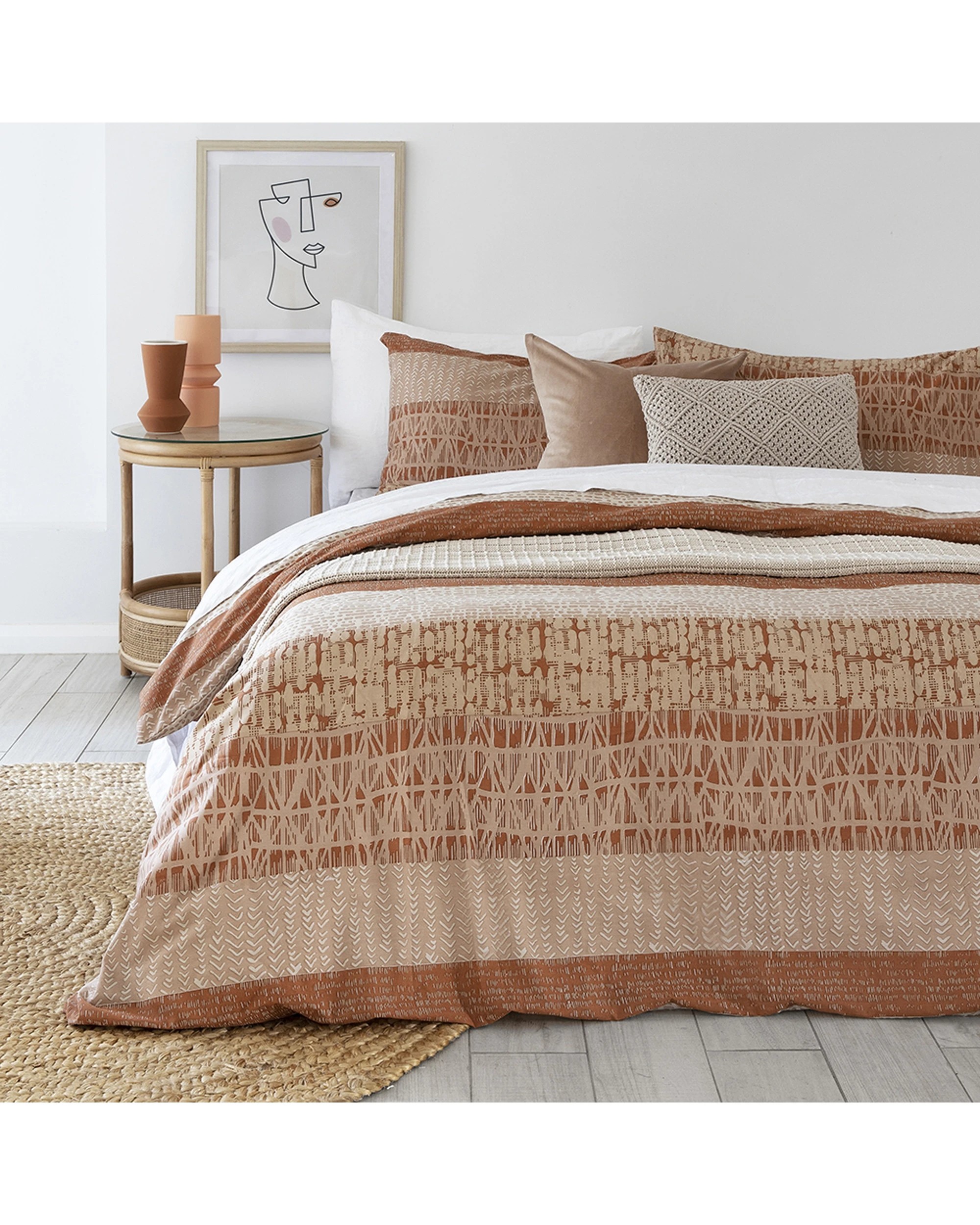 1 Bambury Darlington Terracotta Quilt Cover Set Woven - Orange, 1 of 3