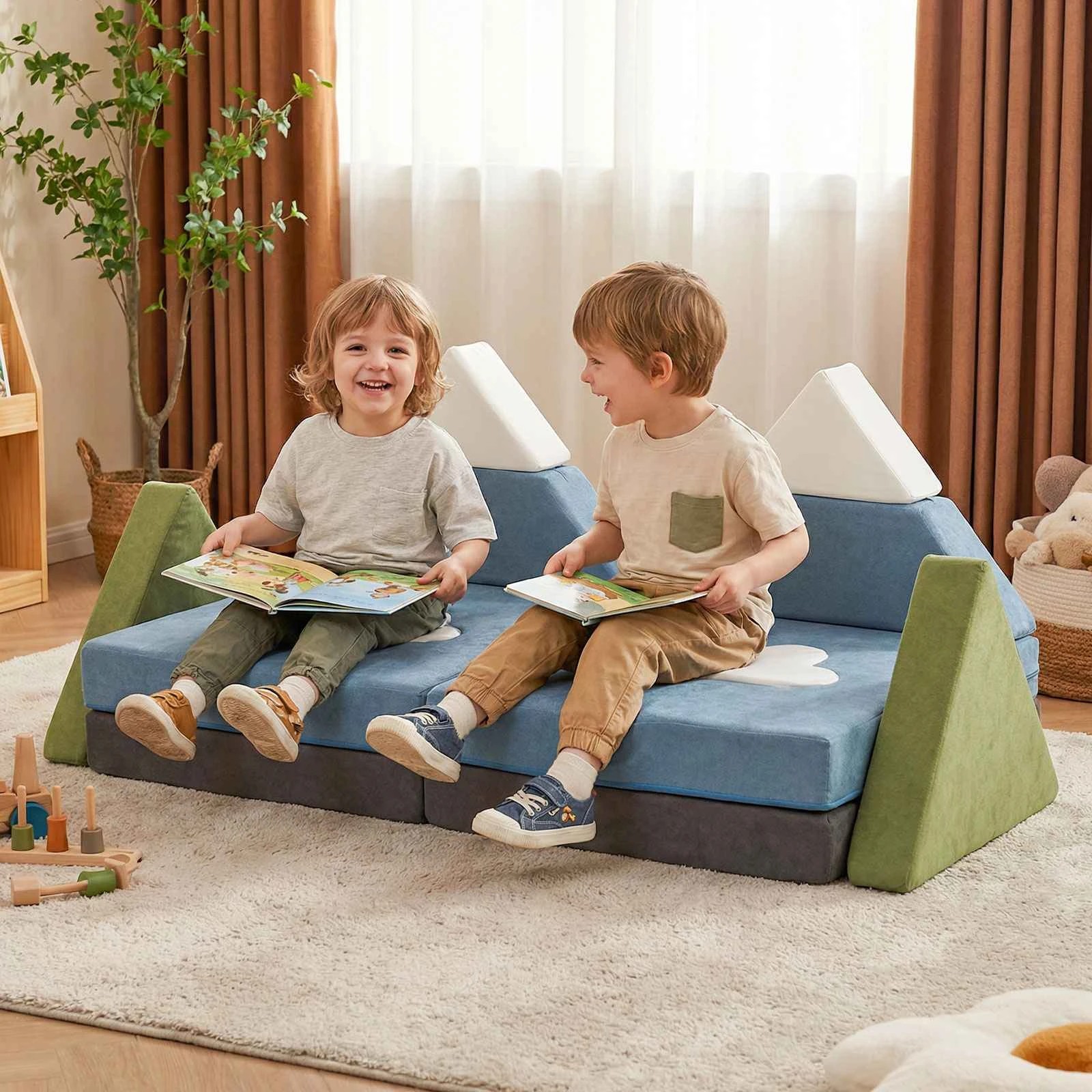 2 Costway 12PCS Modular Play Couch Snow Mountain Foam Sofa, 2 of 3