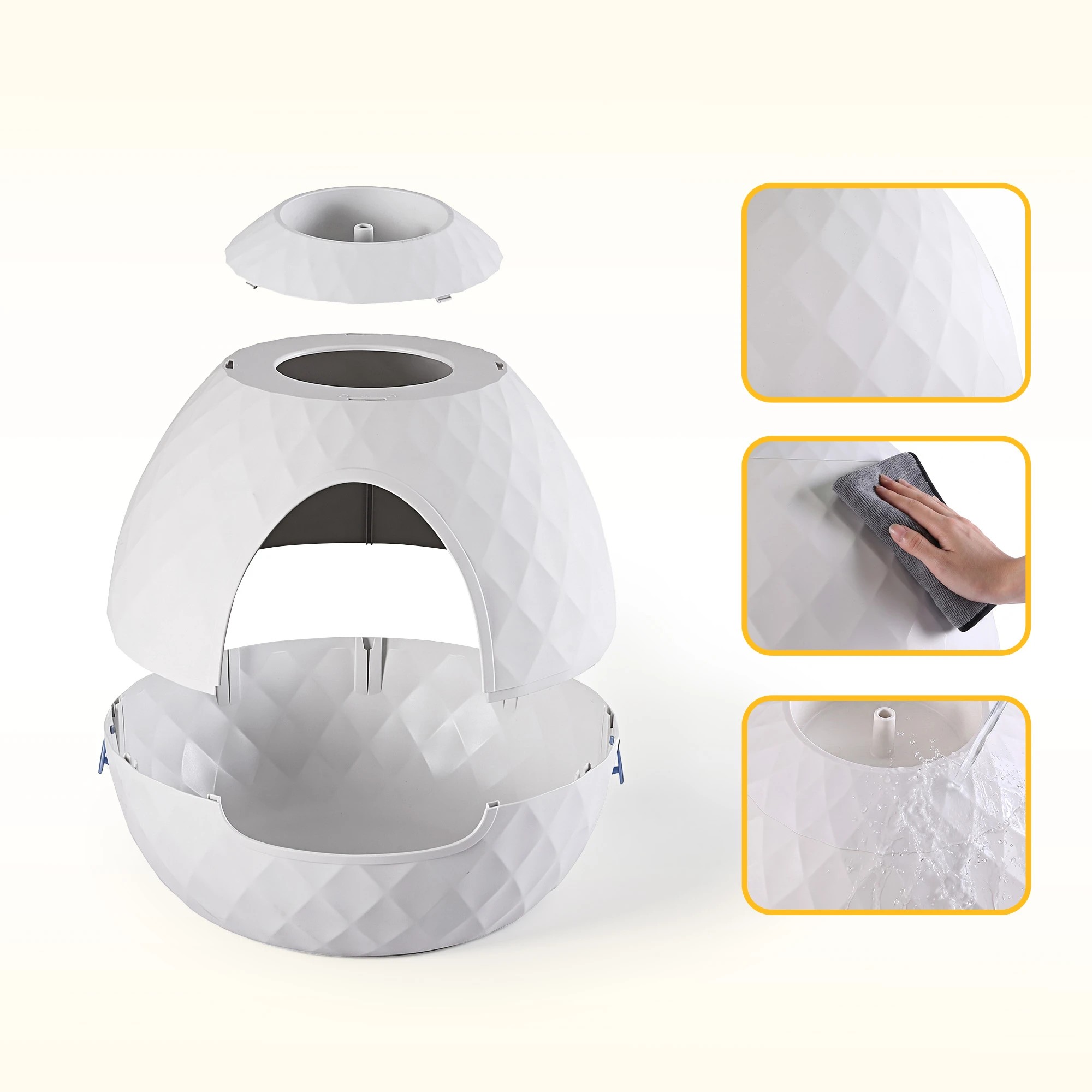 6 i.Pet Cat Litter Box Hidden Litter Tray Enclosure Planter Furniture House - Beige, 6 of 7
