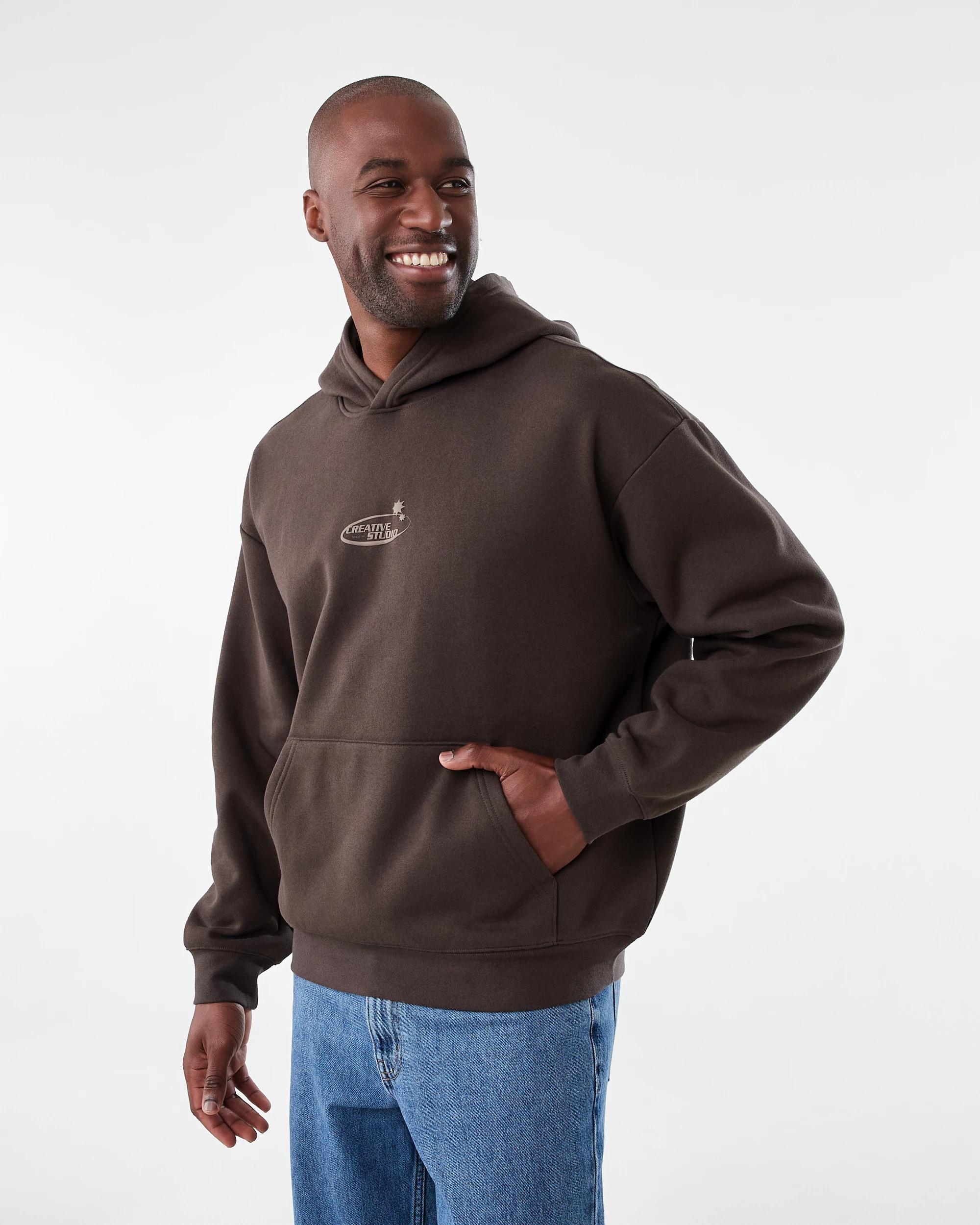 2 Oversized Boxy Print Hoodie Brn Freemd, 2 of 8