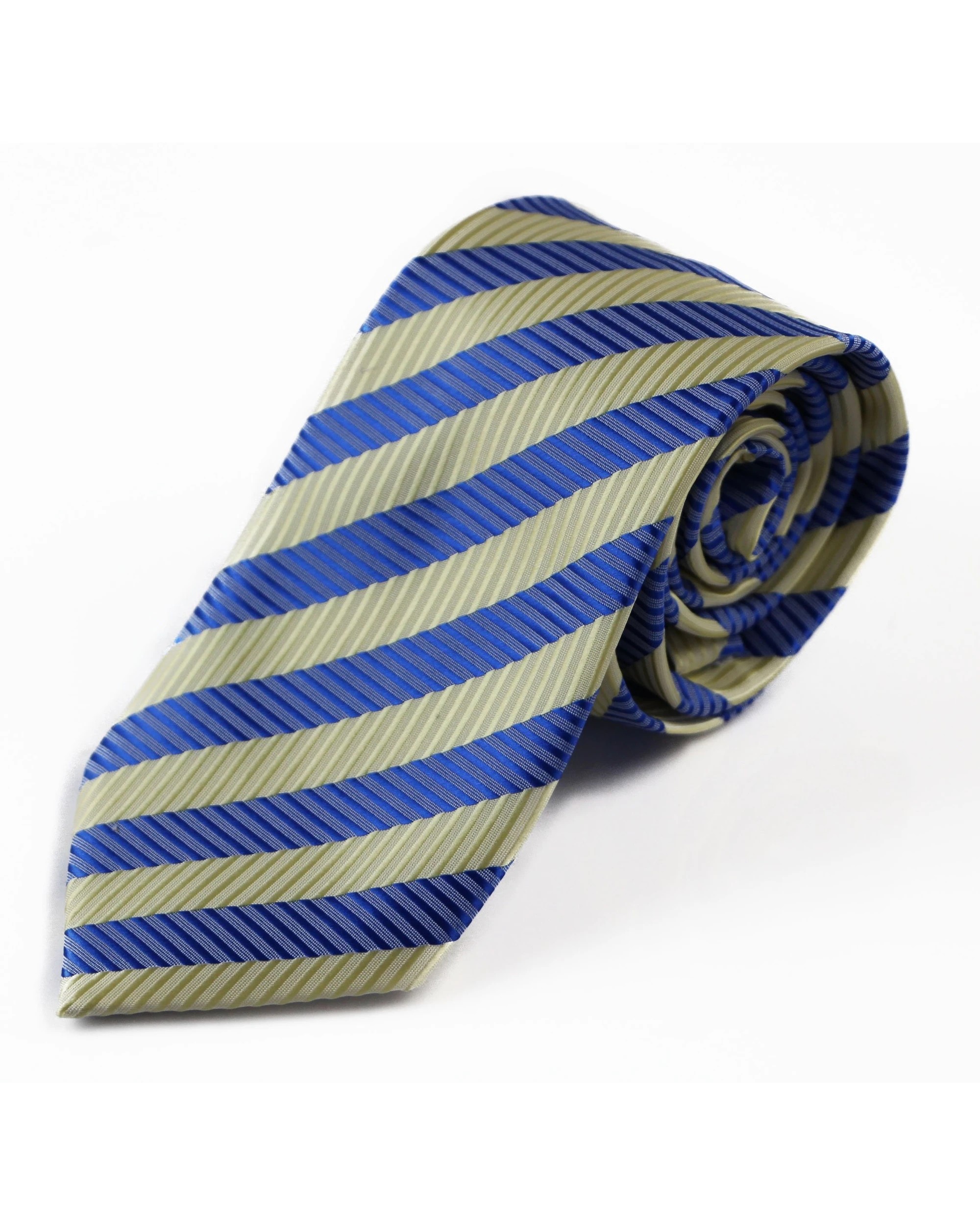 2 Zasel Mens Light Blue & Lemon Striped Elegant Patterned 8cm Neck Tie, 2 of 2