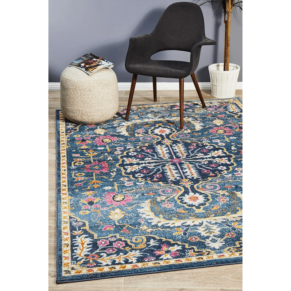 2 Rug Culture Babylon 209 Navy Polypropylene Rug, Power Loomed, 10mm Pile, Made in Turkey - Blue, 2 of 7