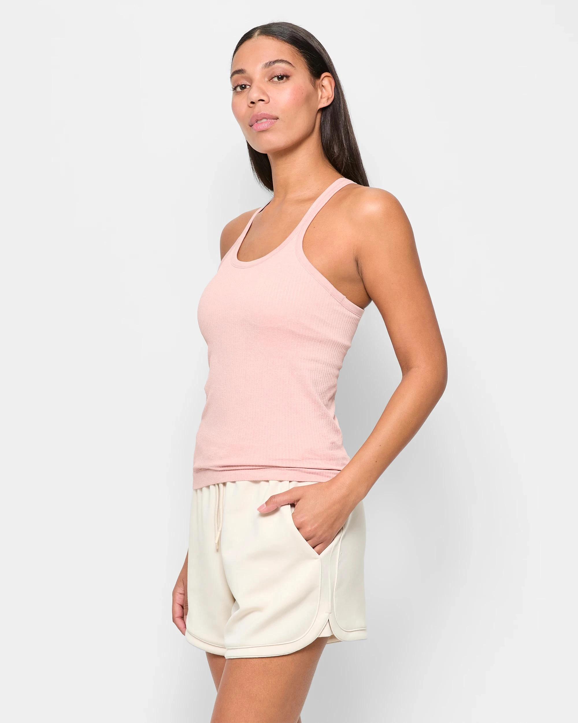 3 Target Active Studio Soft Ribbed Tank Top with Shelf Bra ANTIQUE PINK, 3 of 5