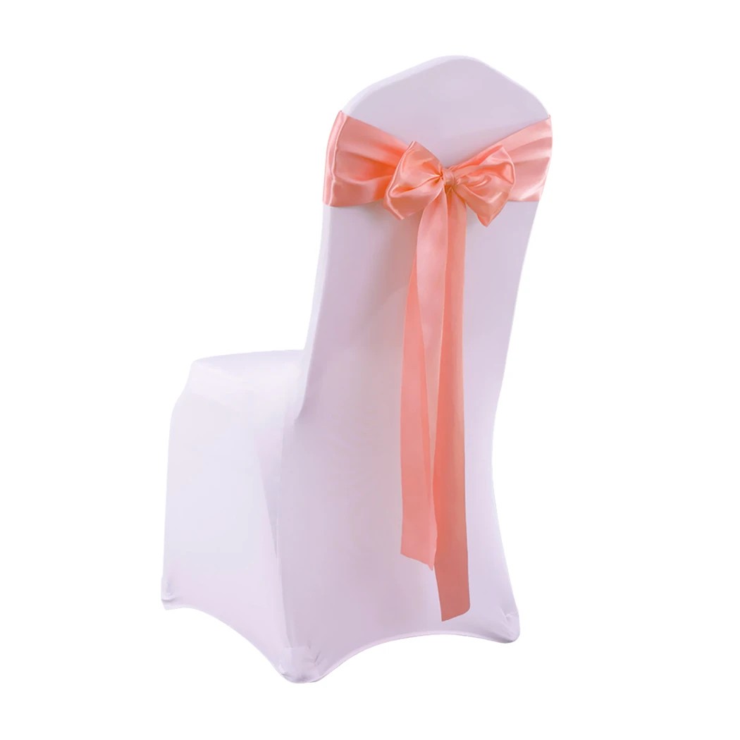 2 Traderight 50 Pcs Satin Chair Sashes In Coral Colour, 2 of 8