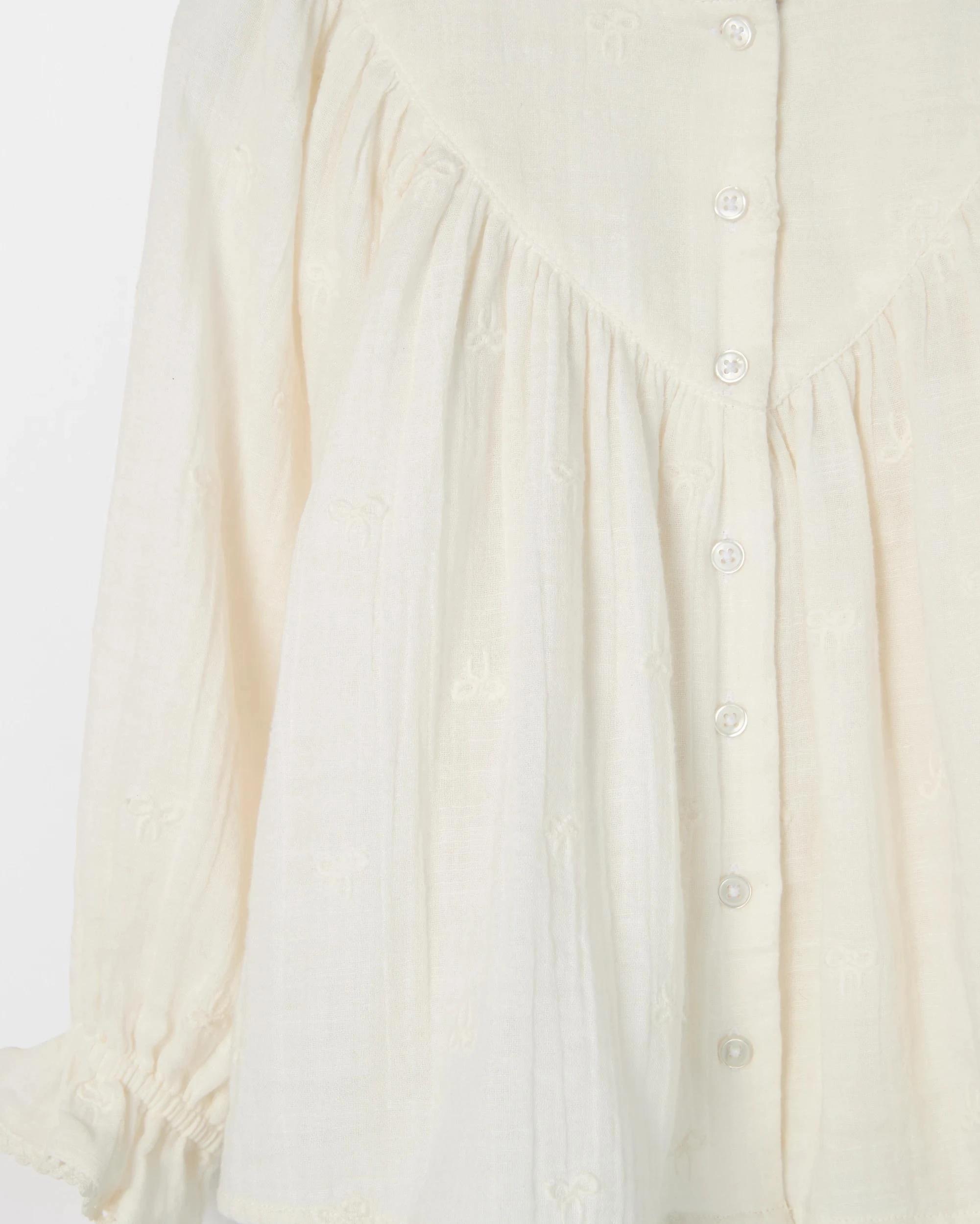 6 Target Kids Long Sleeve Woven Button Through Ruffle Blouse CREAM, 6 of 6